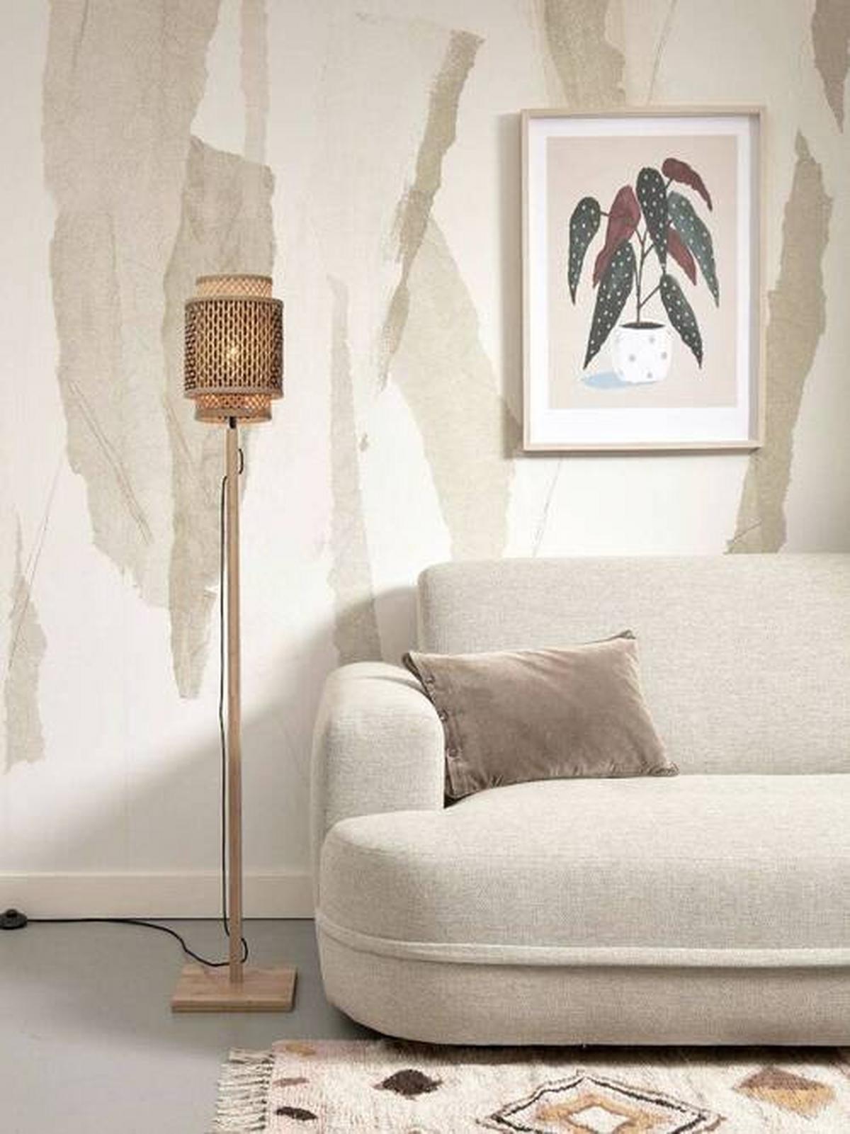 Stehleuchte Bhutan/Fs/Fj/N/1825/Bn - Schwarz/Naturfarben, Trend, Holz (20/135cm) - Good & Mojo