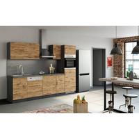 Küchenzeile Sorrento ohne Geräte B: 270 cm Eichefarben - Eichefarben/Anthrazit, MODERN, Holzwerkstoff (270cm) - Held