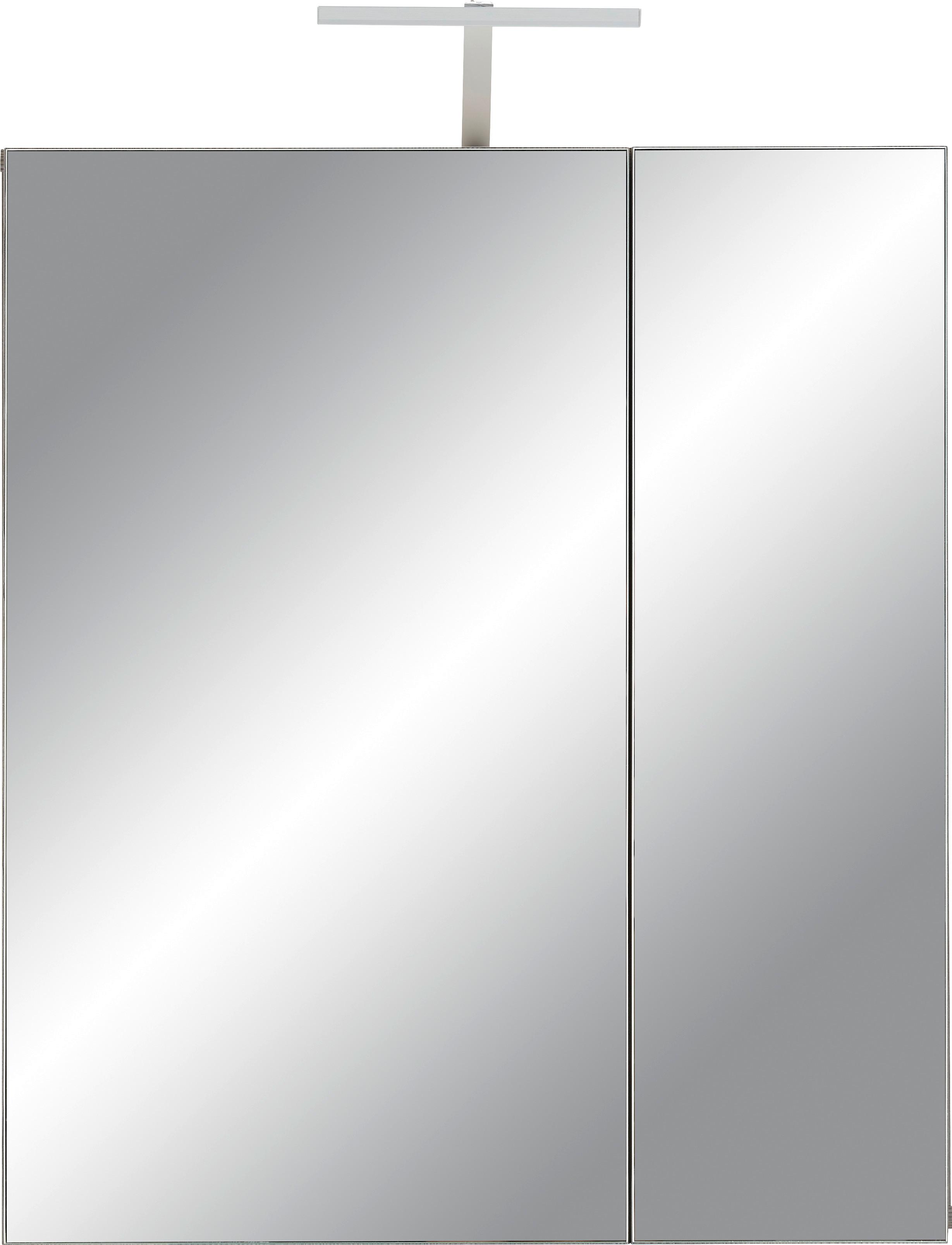 Skříňka Se Zrcadlem Santorin Vč.osvetl. -Exklusiv- - tmavě hnědá, Konvenční, kompozitní dřevo/sklo (65/75cm) - Modern Living
