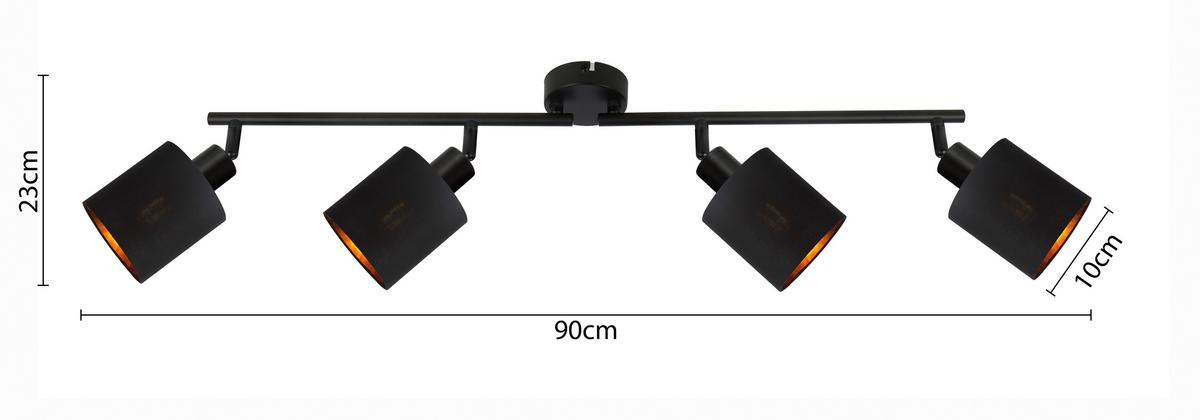 Bodové svítidlo Goldi, E14 LED max. 15W - černá/barvy zlata, Moderní, kov/textil (89,5/10/23cm) - Mömax