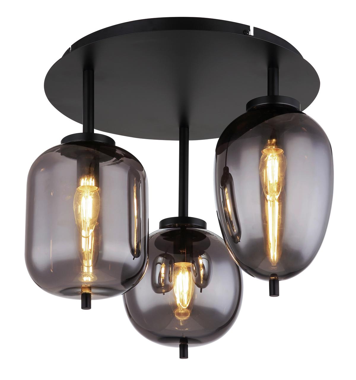 Mennyezeti Lámpa 15345-3d Blacky - fekete, Design, üveg/fém (46/36cm)