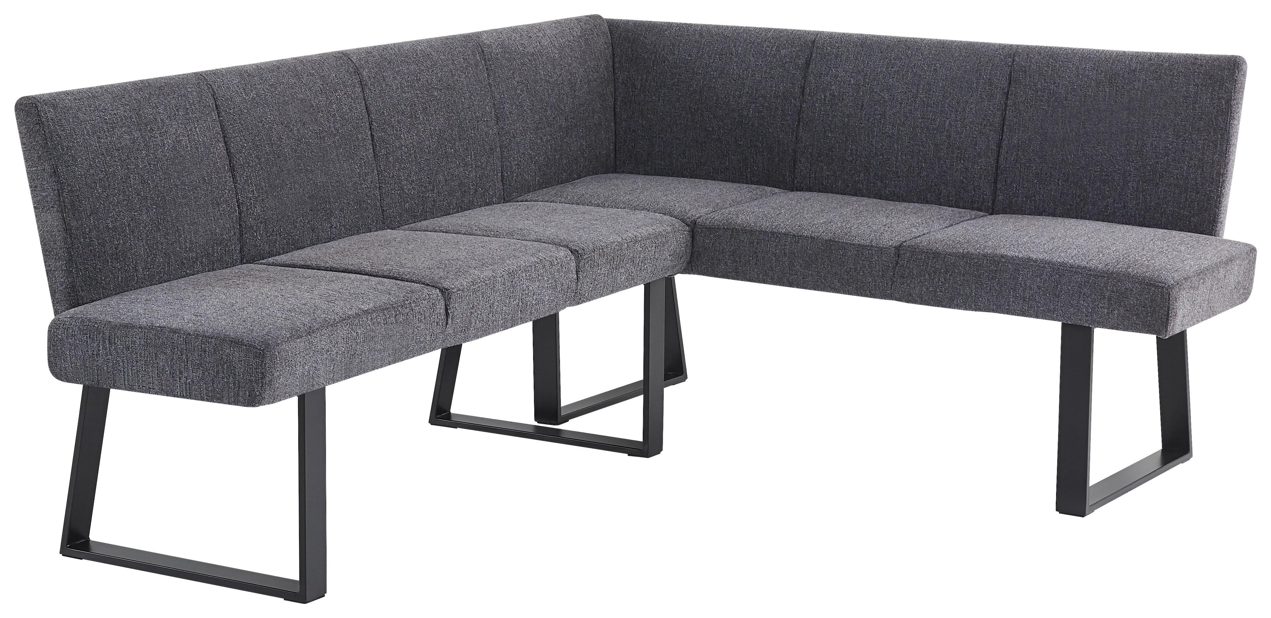 Eckbank Anthrazit/Metallbeine Terri 190x150cm - Anthrazit/Schwarz, MODERN, Textil/Metall (190/150cm) - MID.YOU
