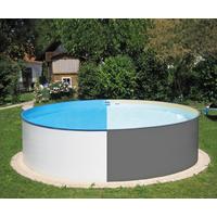 Stahlwandpool-Set Rund Steely mit Leiter und Pumpe Ø 450 cm - Anthrazit/Hellblau, Basics (18600l)