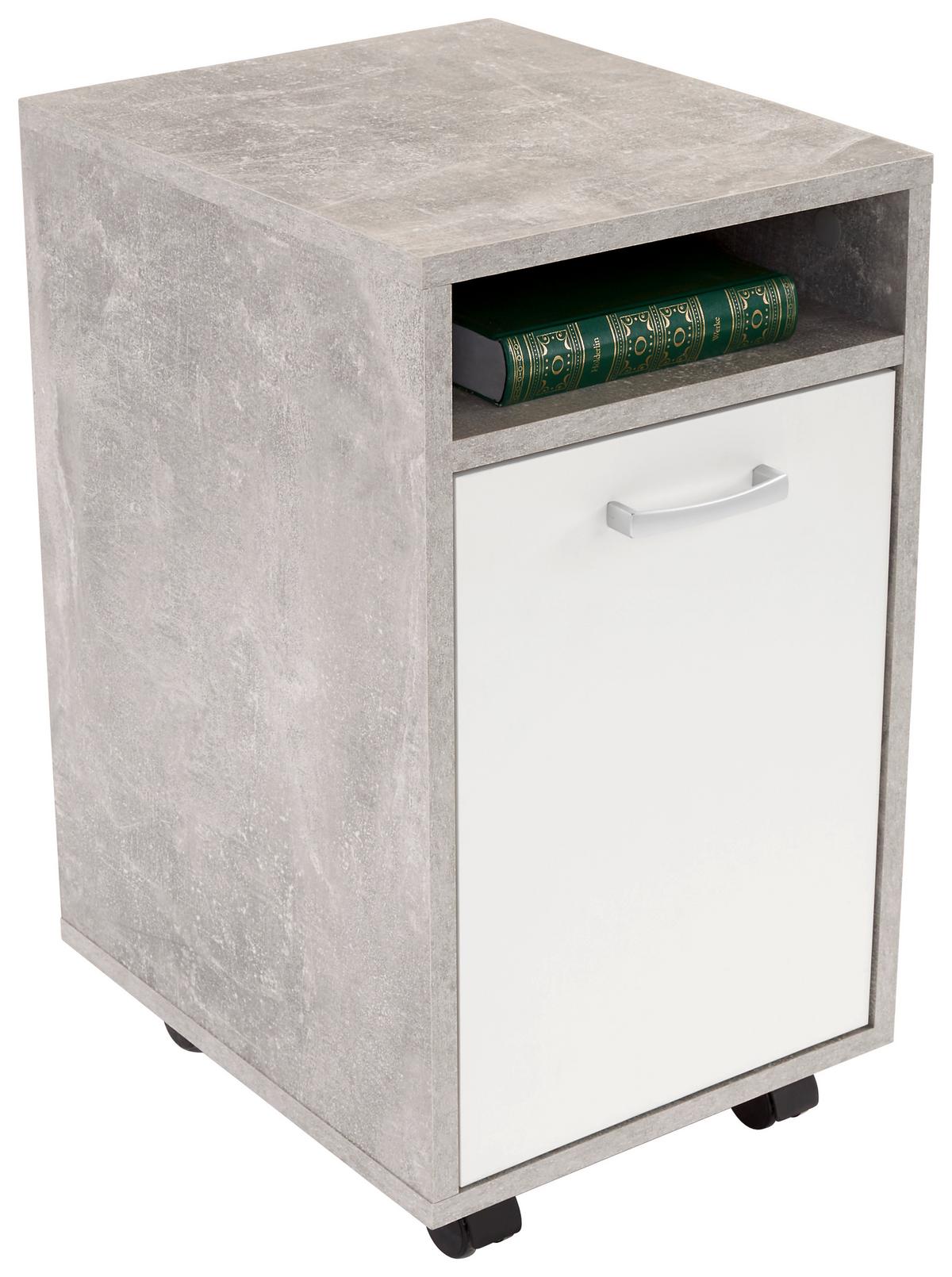 POJÍZDNÝ KONTEJNER LAURENC - šedá/bílá, Moderní, kompozitní dřevo/plast (33/59,5/38cm)