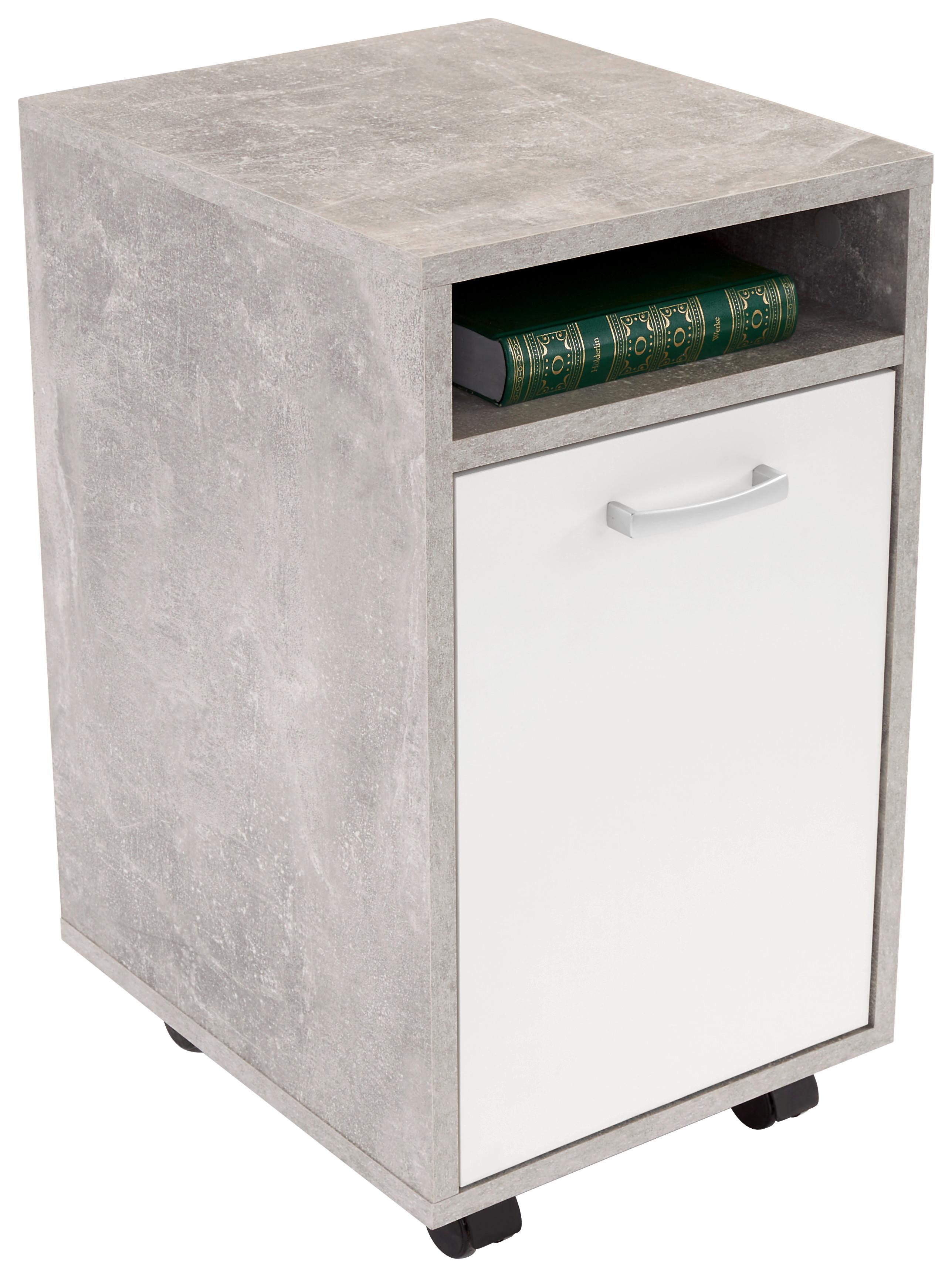 Rollcontainer Betonoptik/Weiß Laurenc 33x59,5x38 cm