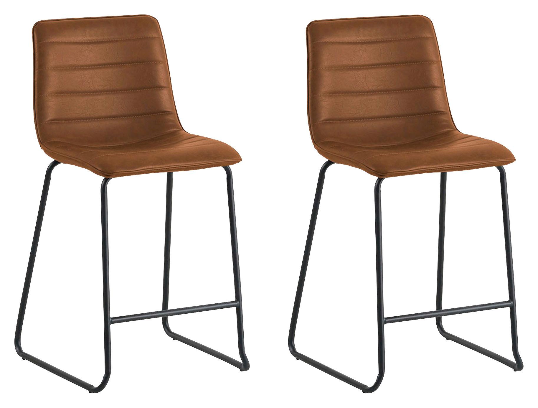 Barhocker-Set Milan - Cognac/Schwarz, KONVENTIONELL, Kunststoff/Textil (49/98/54,5cm) - MID.YOU