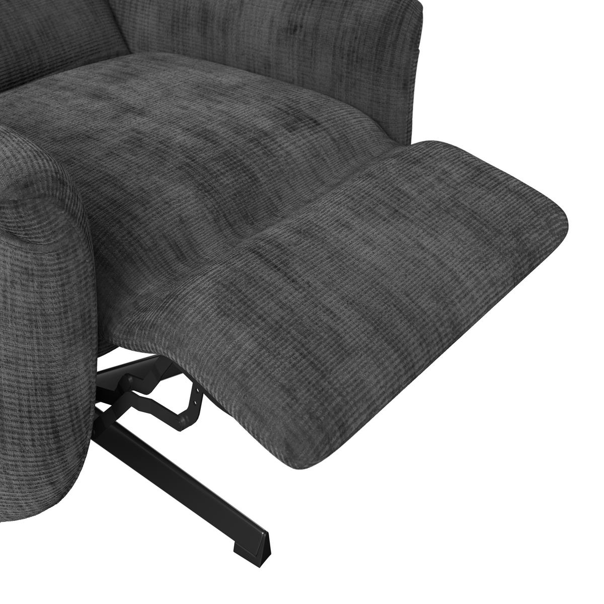 Relaxsessel Manila Chenille anthrazit, B: 73 cm - Anthrazit/Schwarz, MODERN, Textil/Metall (73/113/89cm)