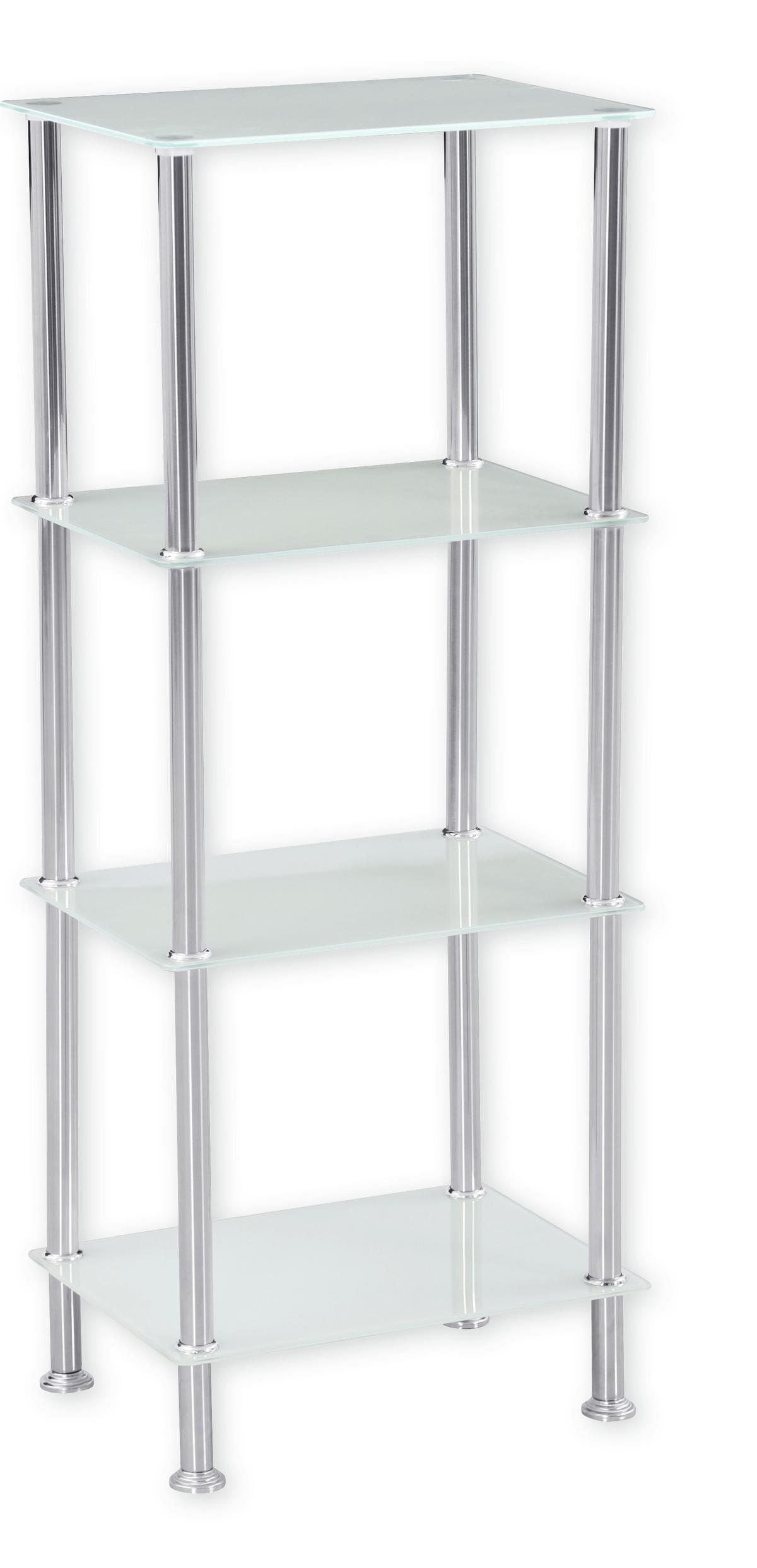 Polc Glare - nemesacélszínű/fehér, Modern, Üveg/fém (40/99cm) - Luca Bessoni