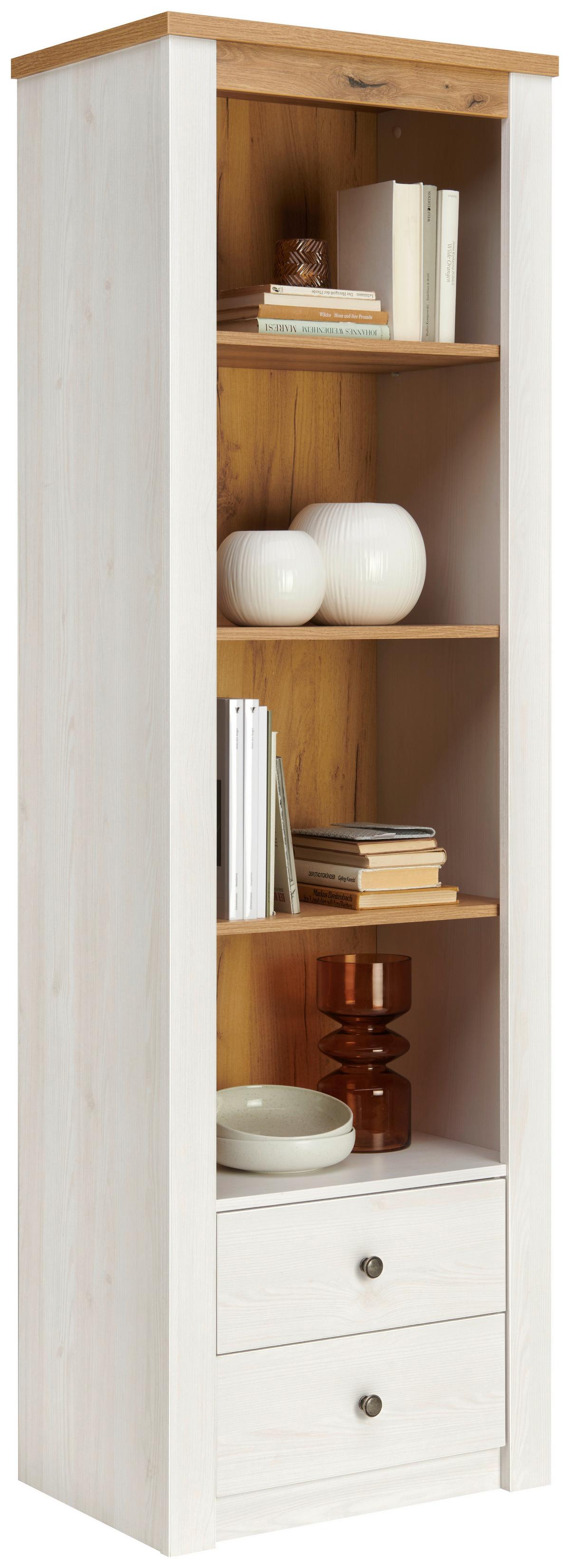 Bücherwand Rovigio Weiß, Lärche Dekor B: 62 Cm - Lärchefarben/Weiß, KONVENTIONELL, Holzwerkstoff (62/196,5/42cm) - Landscape