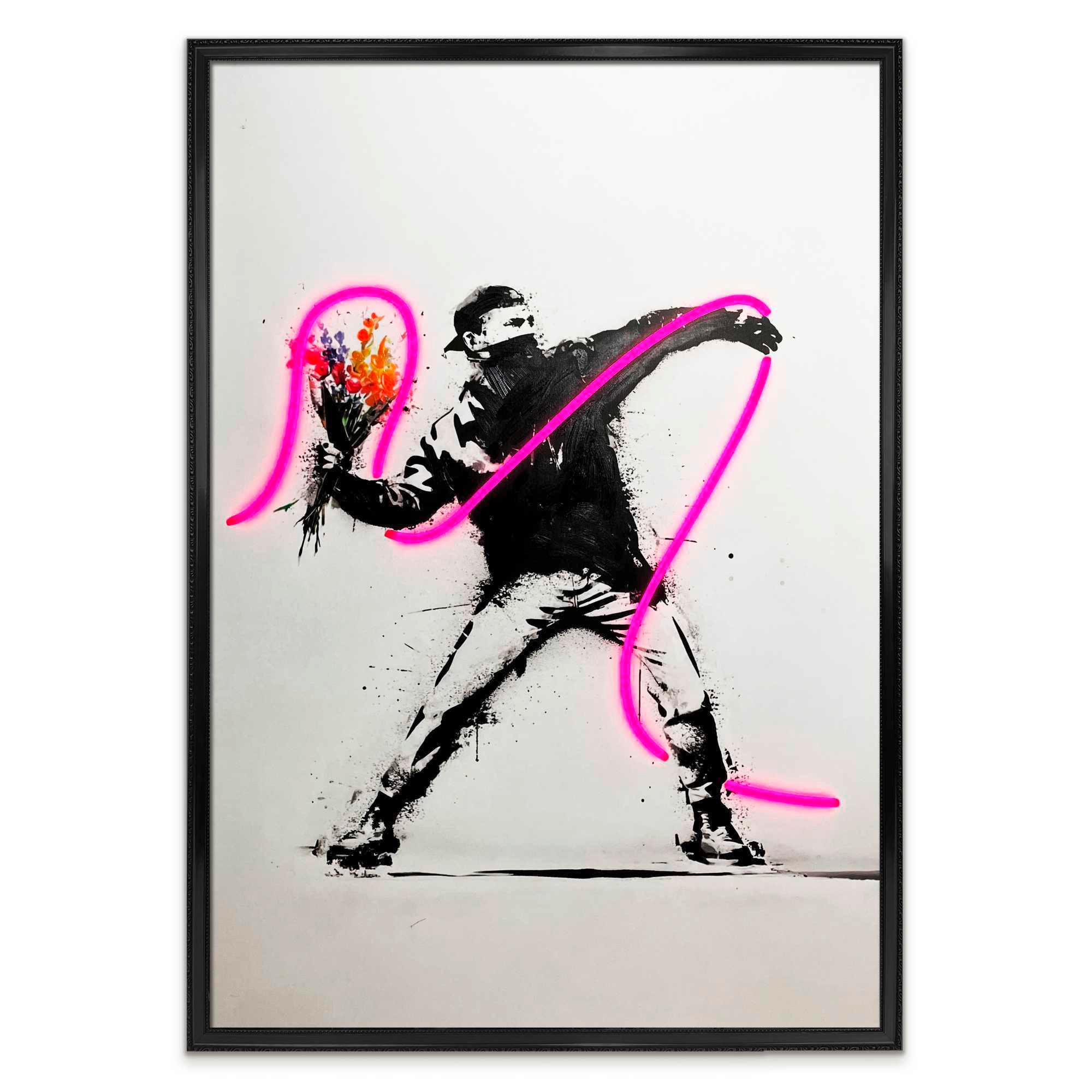 Bild Neon Graffiti Thrower - Schwarz/Weiß, Basics, Holzwerkstoff/Kunststoff (70/100/3,5cm)