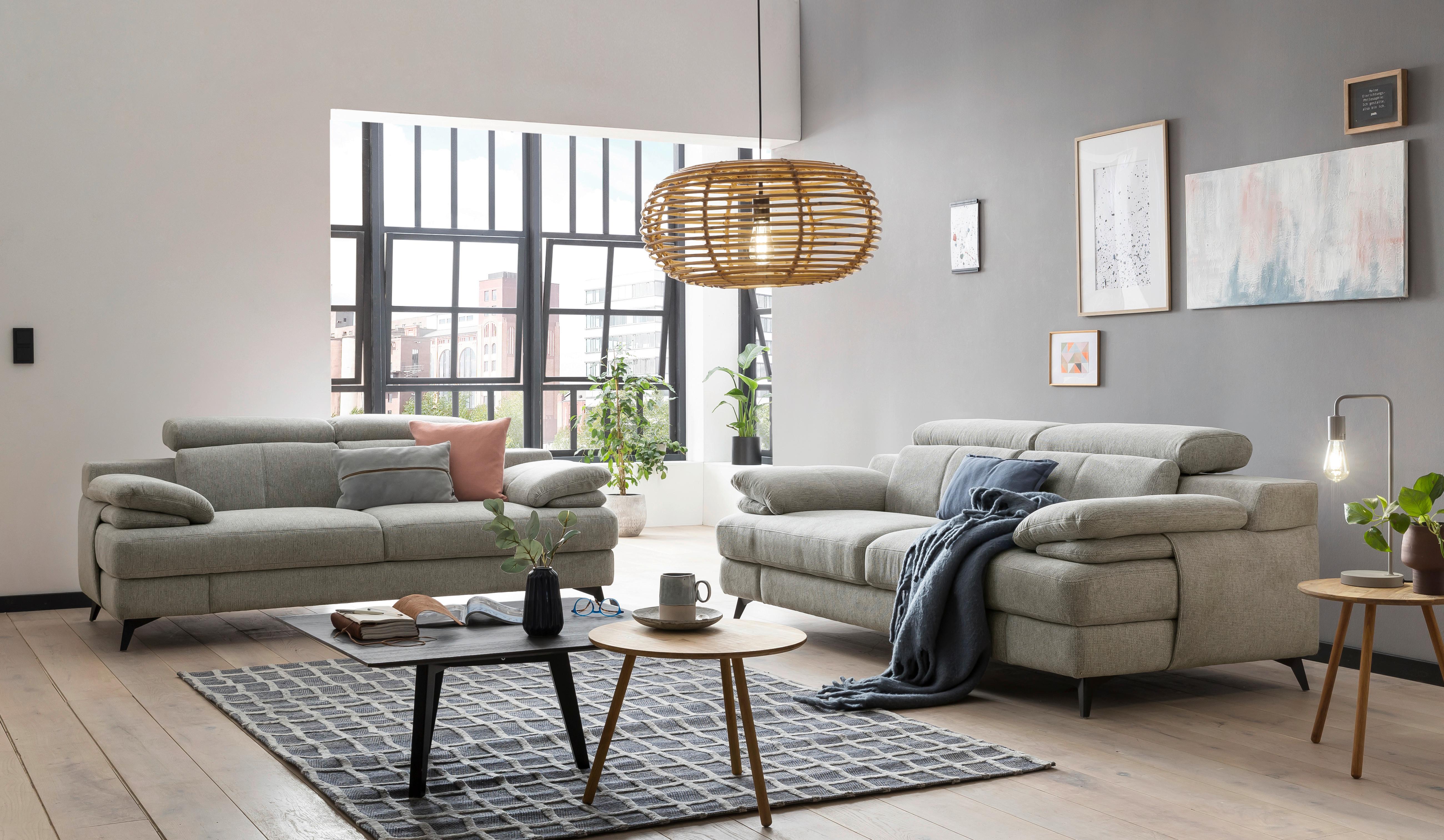 2-sitzer-sofa Titus Beige - Beige/Schwarz, Design, Textil (205/80-98/104cm) - Livetastic