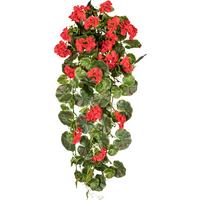 Kunstpflanze, Geranie Grün, Rot, H: 80 cm - Rot/Grün, Design, Kunststoff (80cm) - P & B