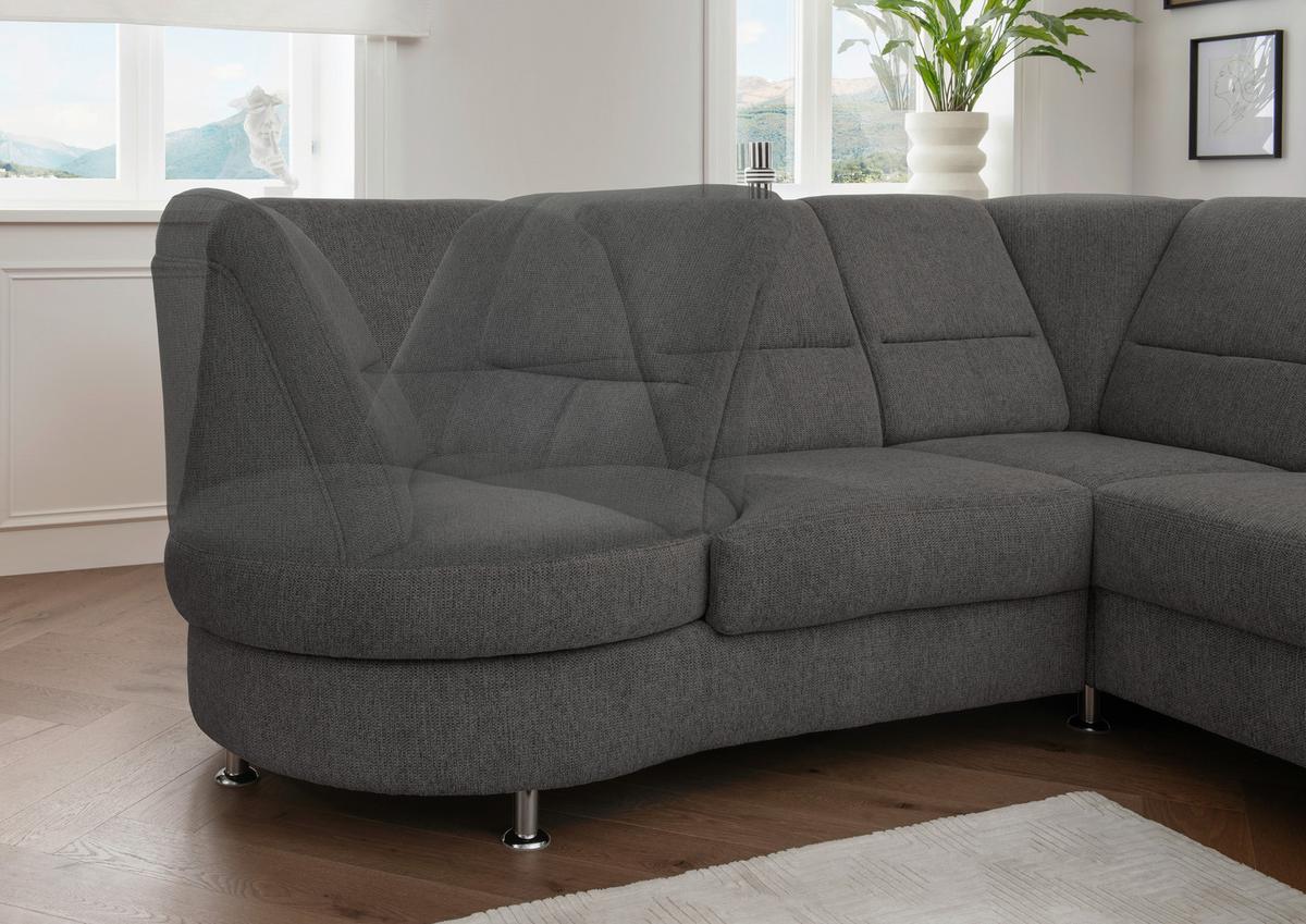 Ecksofa mit Relaxfunktion Parole Anthrazit Chenille - Chromfarben/Anthrazit, MODERN, Textil (236/275cm) - Livetastic