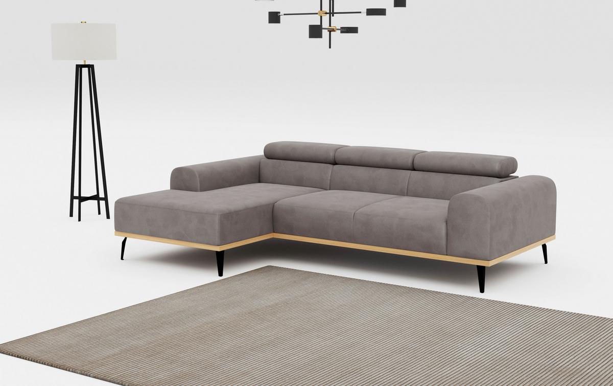 Ecksofa Grau Mit Sitzvorzug S: 157x244 Cm - Schwarz/Grau, KONVENTIONELL, Textil (157/244cm) - Cotta