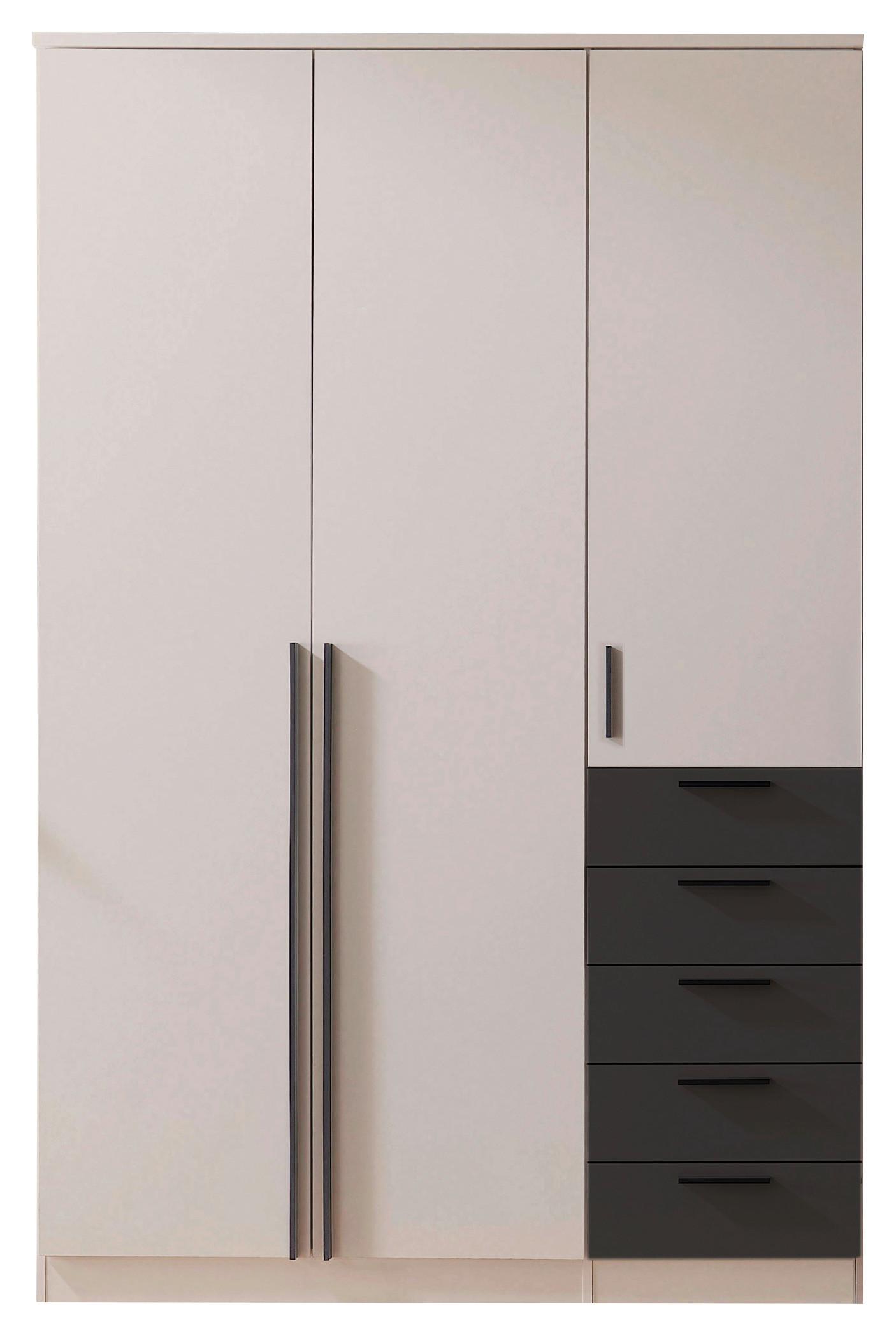 Kleiderschrank Arnis mit Schubladen B: 135,6cm - Kaschmir/Graphitfarben, Trend, Holzwerkstoff (135,6/210/52cm)