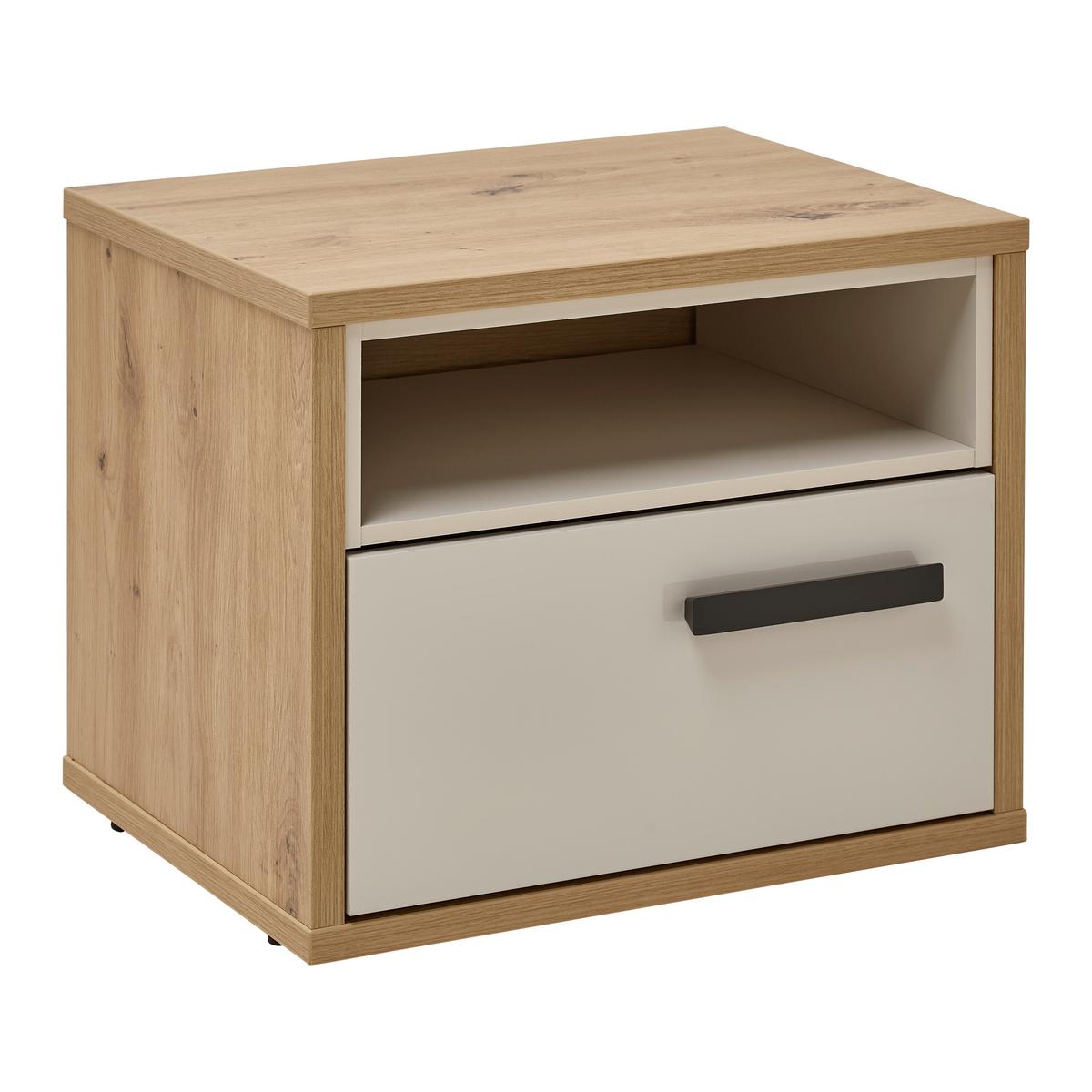 NOČNÍ STOLEK CASA MIA - kašmírová/antracitová, Konvenční, kov/kompozitní dřevo (45/50/40cm)