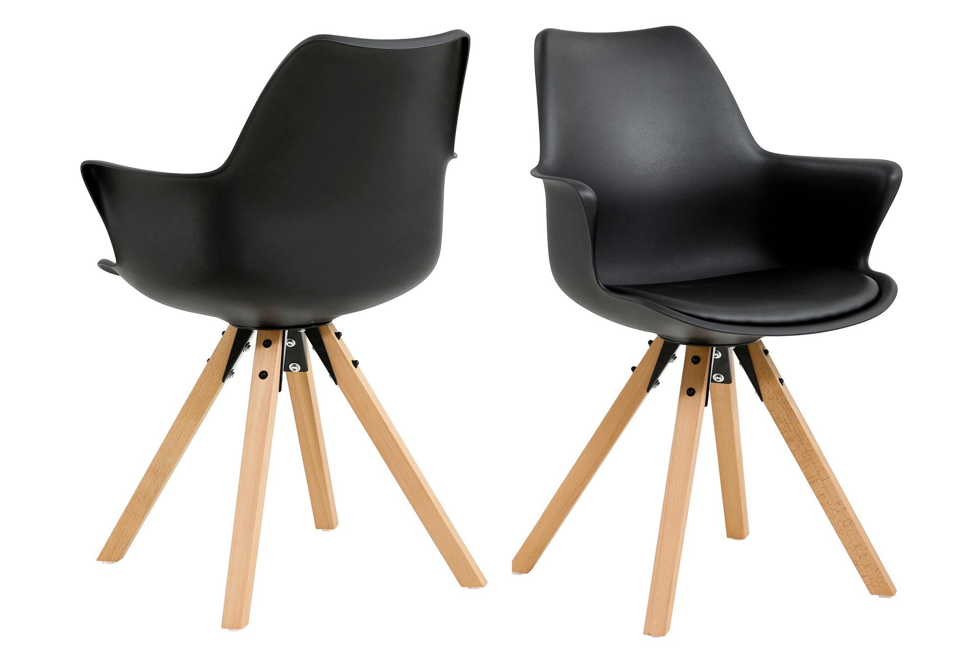 Armlehnstuhl-set Schwarz B: 58cm 2-Teilig - Eichefarben/Schwarz, MODERN, Holz/Kunststoff (58/84/61cm) - Livetastic