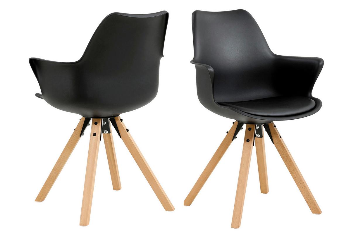 Armlehnstuhl-set Schwarz B: 58cm 2-Teilig - Eichefarben/Schwarz, MODERN, Holz/Kunststoff (58/84/61cm) - Livetastic