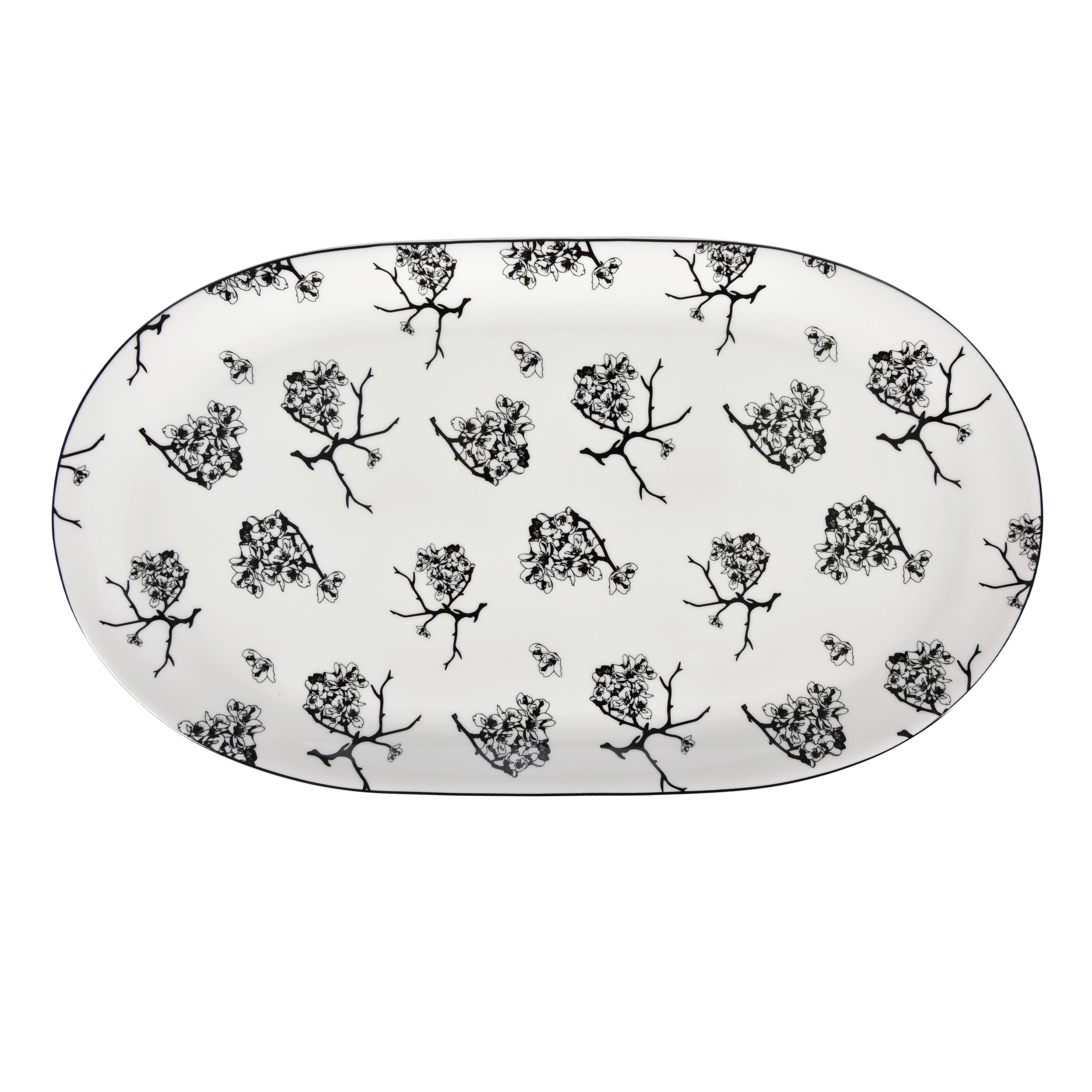 Servírovacia tácka Shiva, Ø: 37,5cm - čierna/biela, Lifestyle, keramika (37,5cm) - Premium Living