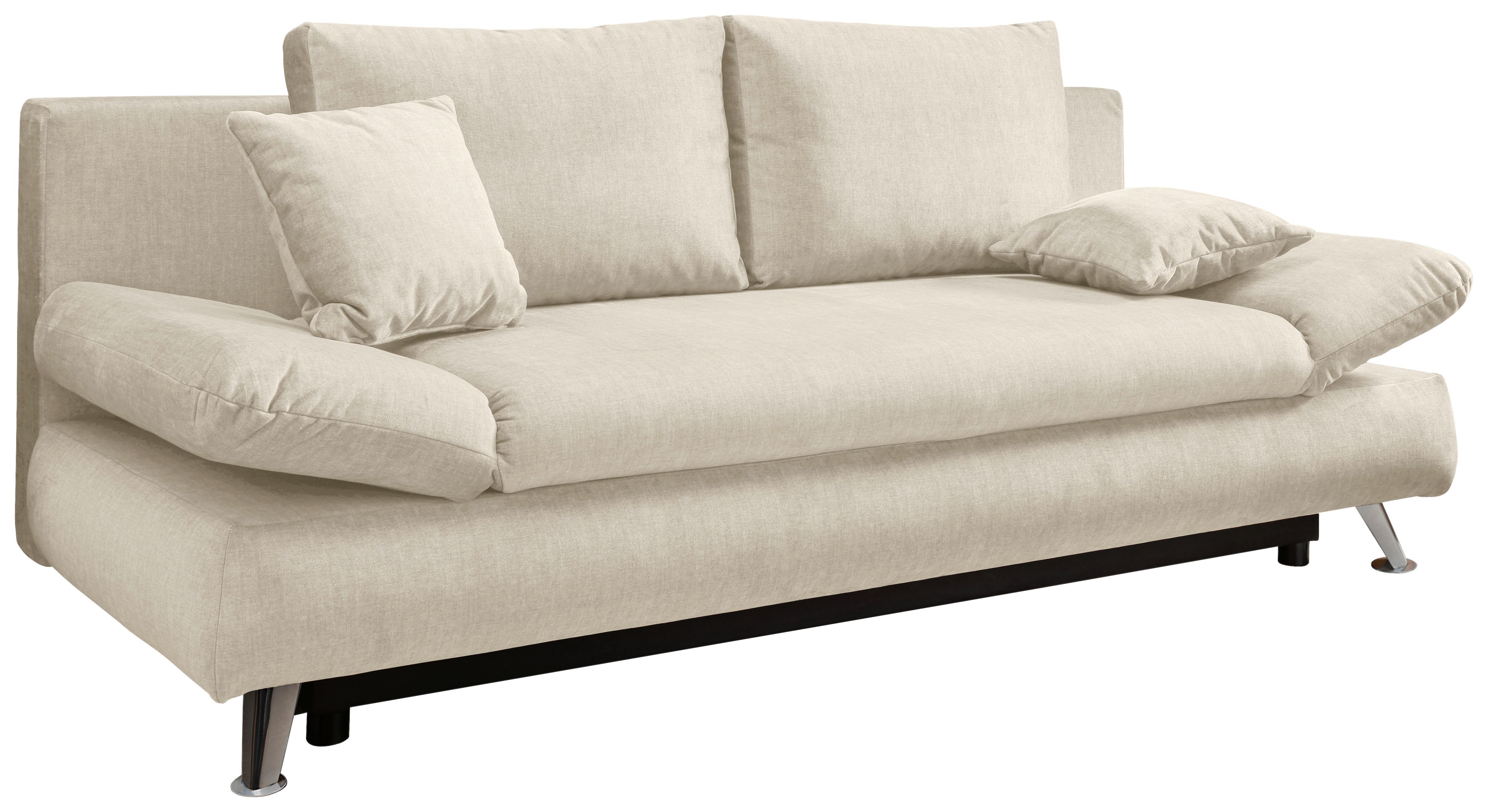 Schlafsofa Dale Beige B: 208 cm - Chromfarben/Beige, MODERN, Textil (208/86/95cm) - Livetastic