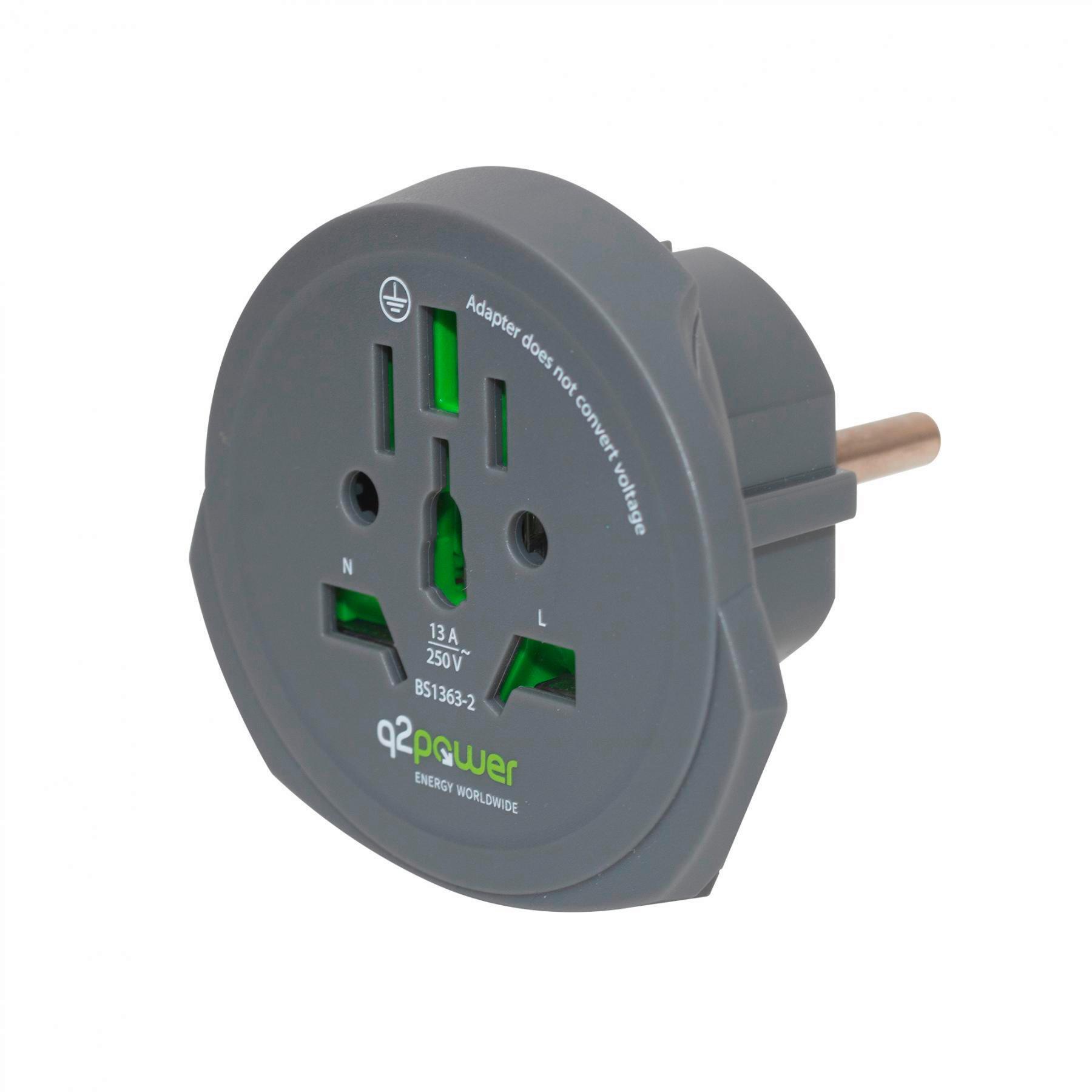Hálózati Adapter Utazóadapter - sötétszürke, Basics, műanyag/fém (6,6/10,6/5,9cm)