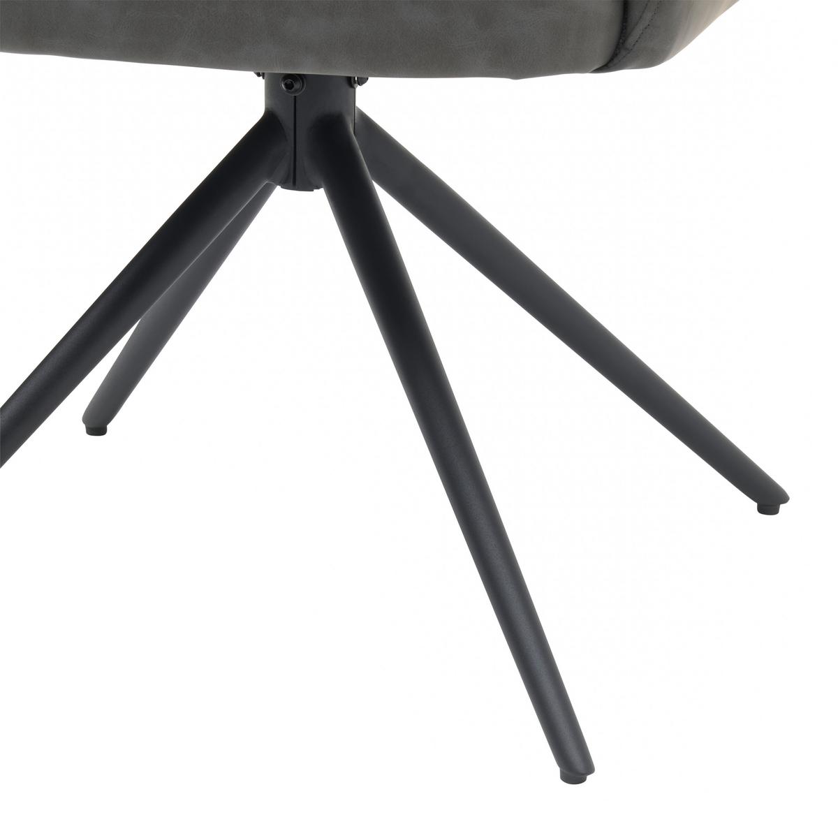 Armlehnstuhl Maja Webstoff Grau, B: 58 Cm - Schwarz/Grau, KONVENTIONELL, Textil/Metall (58/84/64cm) - MID.YOU