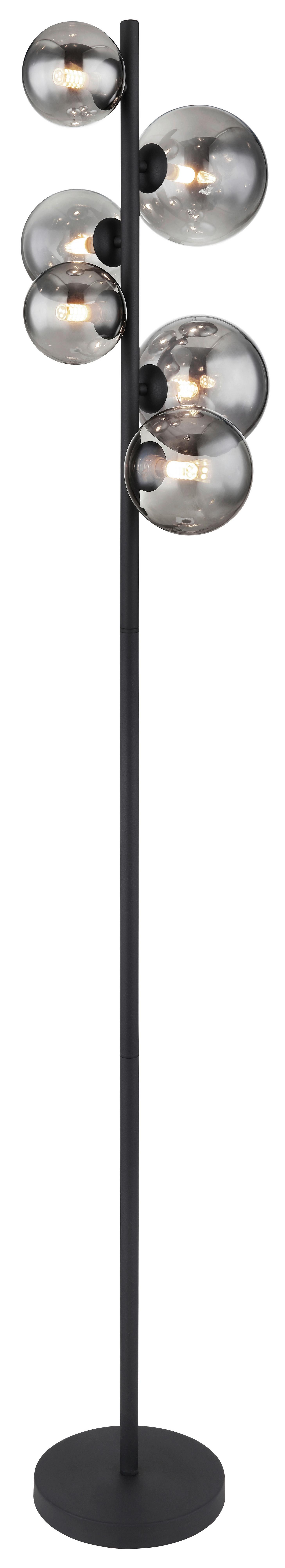 LED-Stehleuchte Schwarz mit Schalter - Schwarz, Design, Glas/Metall (28,5/155cm) - Globo
