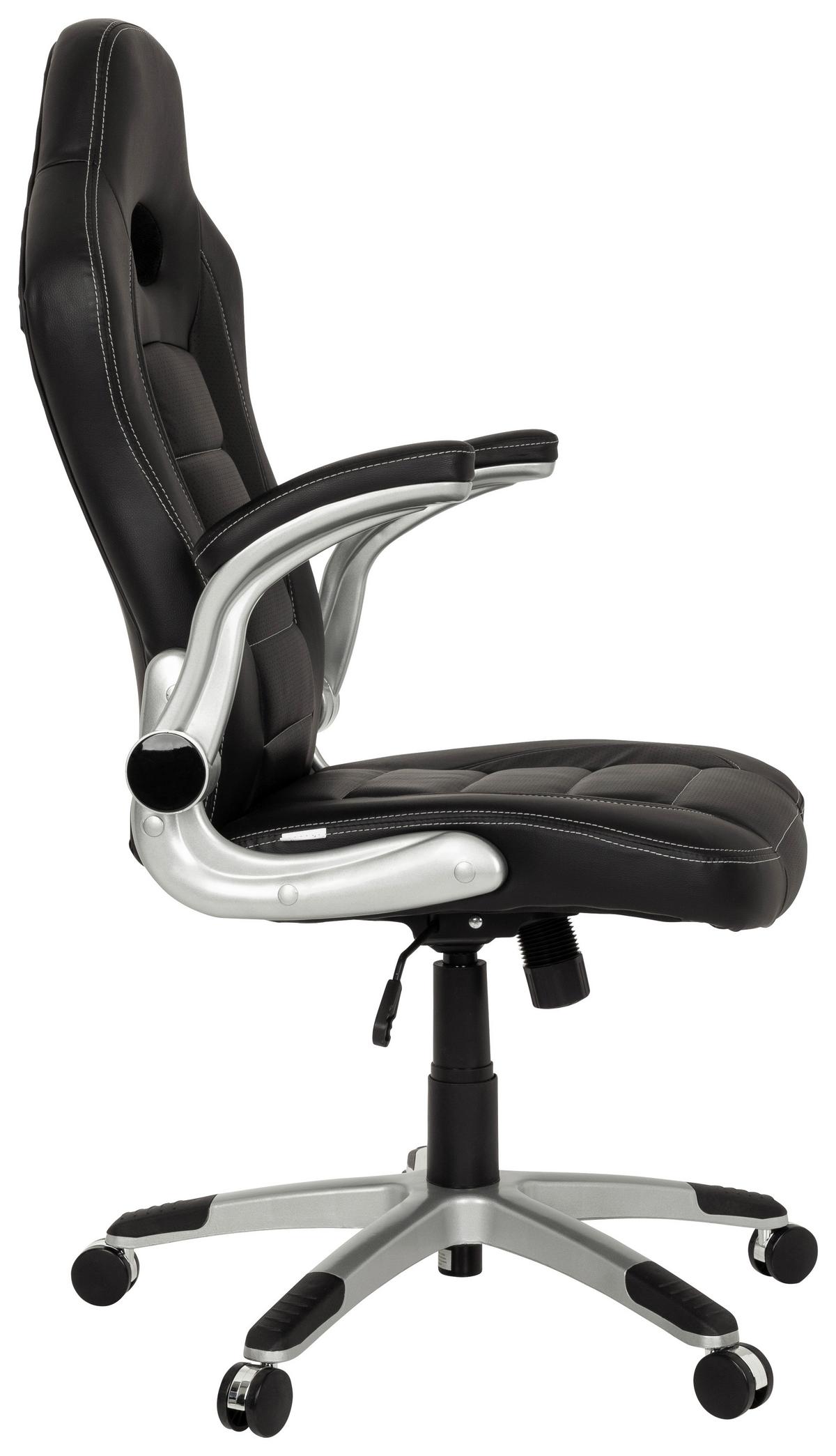 Gamingstuhl Game Sport Schwarz - Silberfarben/Schwarz, MODERN, Kunststoff/Textil (64/118/57cm) - MID.YOU