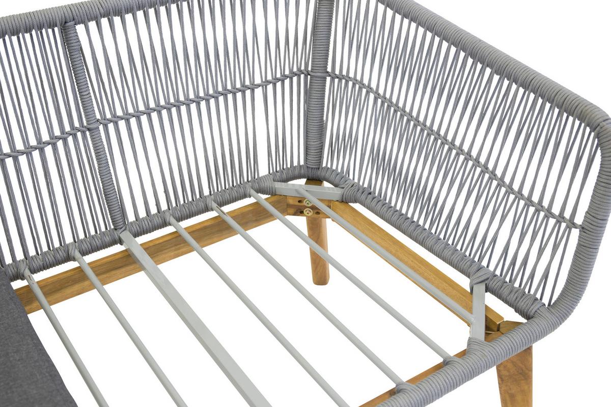 Loungegarnitur 4-Tlg Chania Holz/Metall/Textil mit Kissen - Grau/Akaziefarben, KONVENTIONELL, Holz/Textil (164/75null) - Gardenson