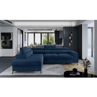 Ecksofa Laurence Blau S: 205x278 cm - Blau/Silberfarben, Design, Textil (205/278cm) - MID.YOU