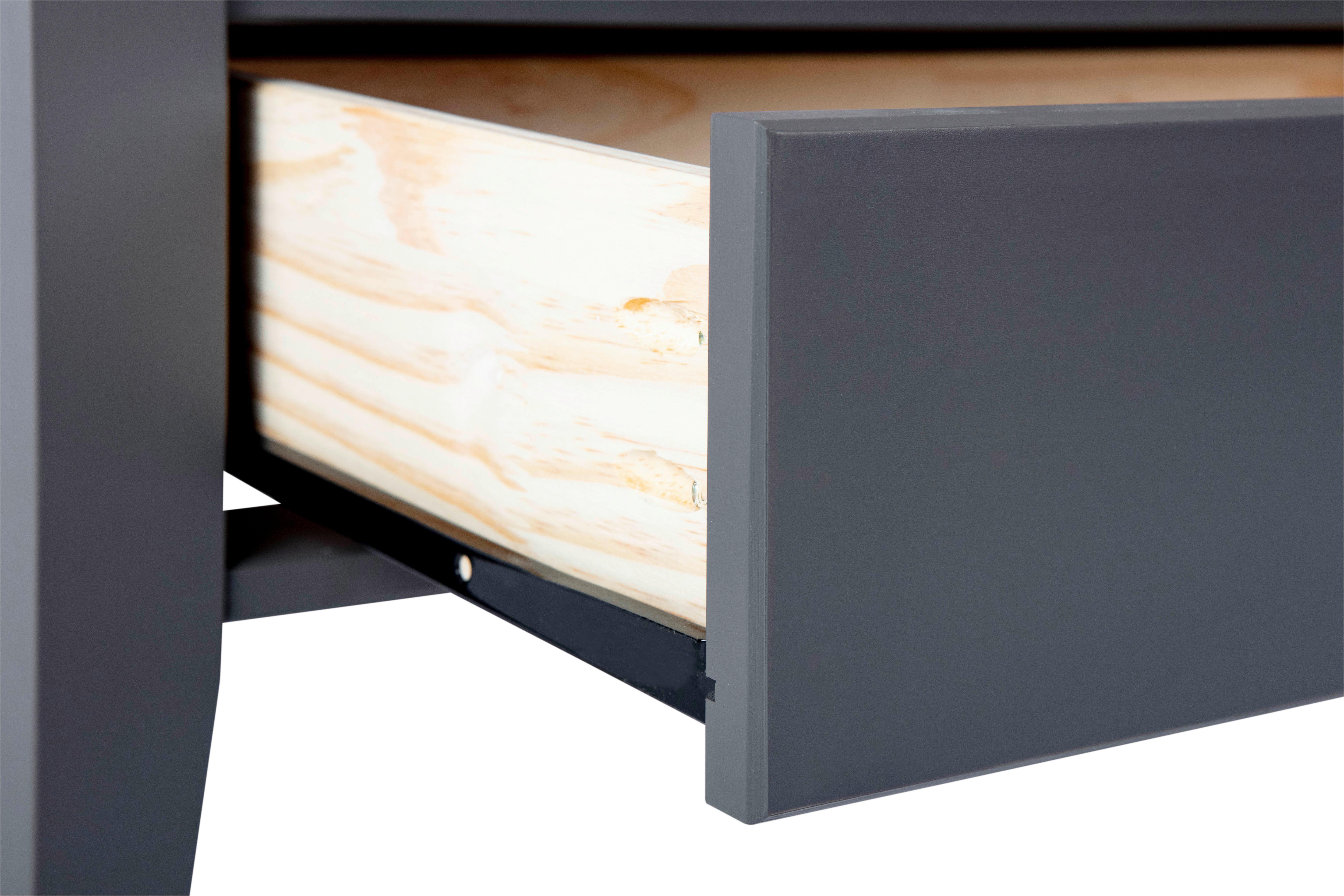 MID.YOU Couchtisch Holz Massiv Mit Schublade Provence, Grau