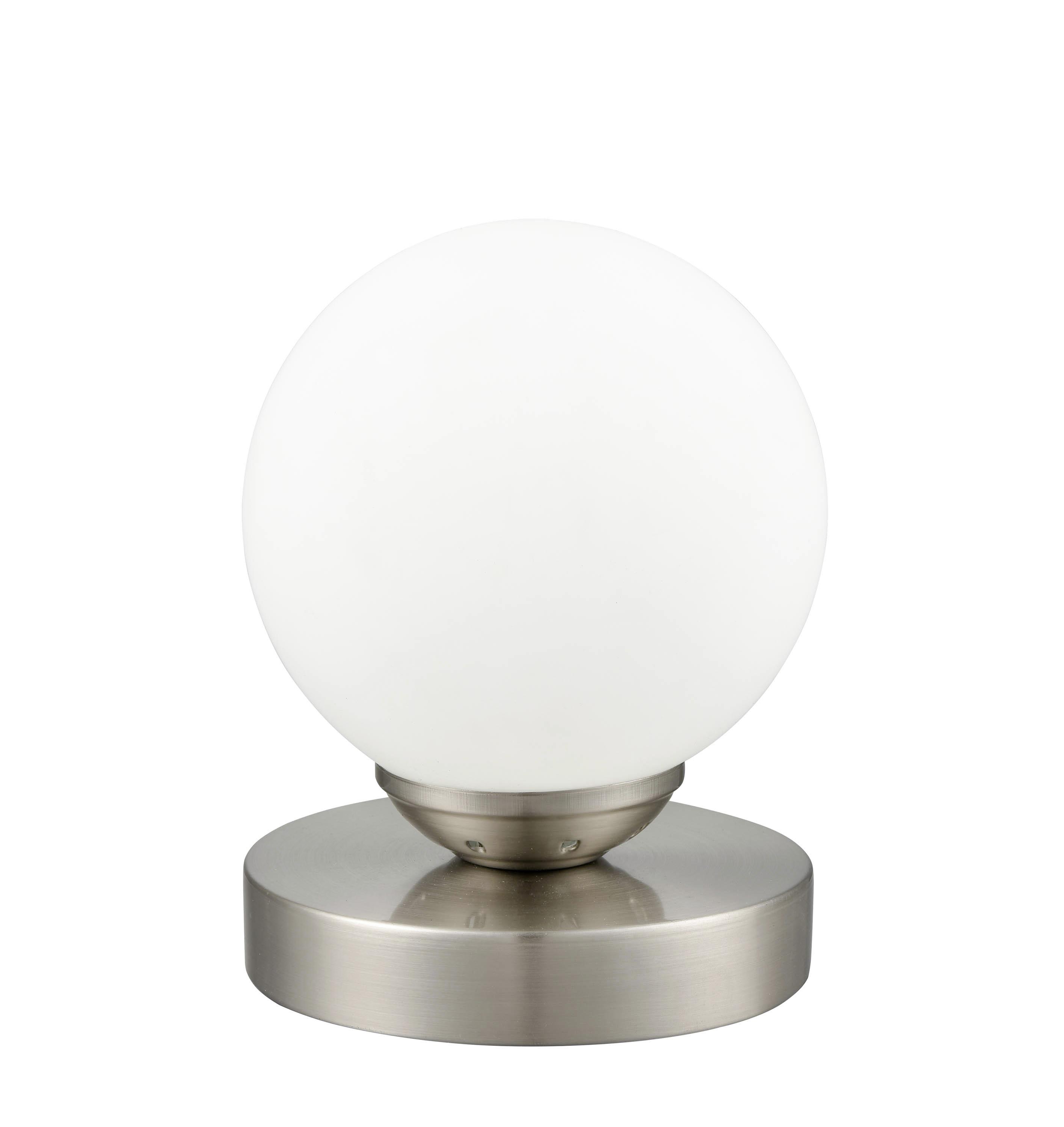 Tischlampe Ines Nickelfarben/ Weiß mit Touch-Funktion - Weiß/Nickelfarben, ROMANTIK / LANDHAUS, Glas/Metall (12/15cm) - James Wood