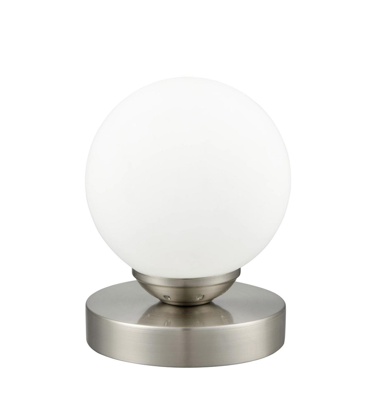 Tischlampe Ines Nickelfarben/ Weiß mit Touch-Funktion - Weiß/Nickelfarben, ROMANTIK / LANDHAUS, Glas/Metall (12/15cm) - James Wood