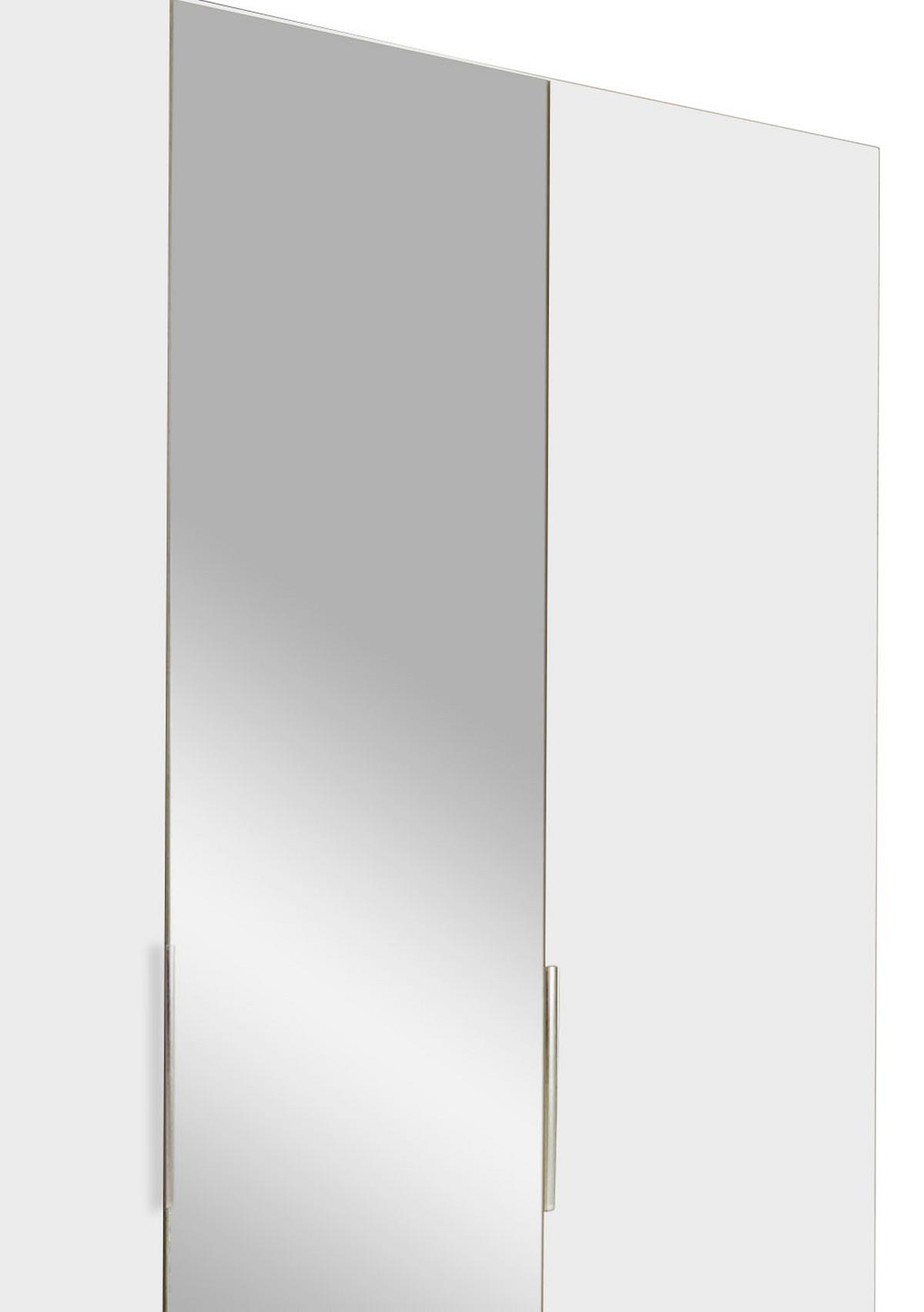 Drehtürenschrank Mit Spiegel + Laden 150cm Level 36a, Weiß - Eichefarben/Silberfarben, MODERN, Glas/Holzwerkstoff (150/216/58cm) - MID.YOU