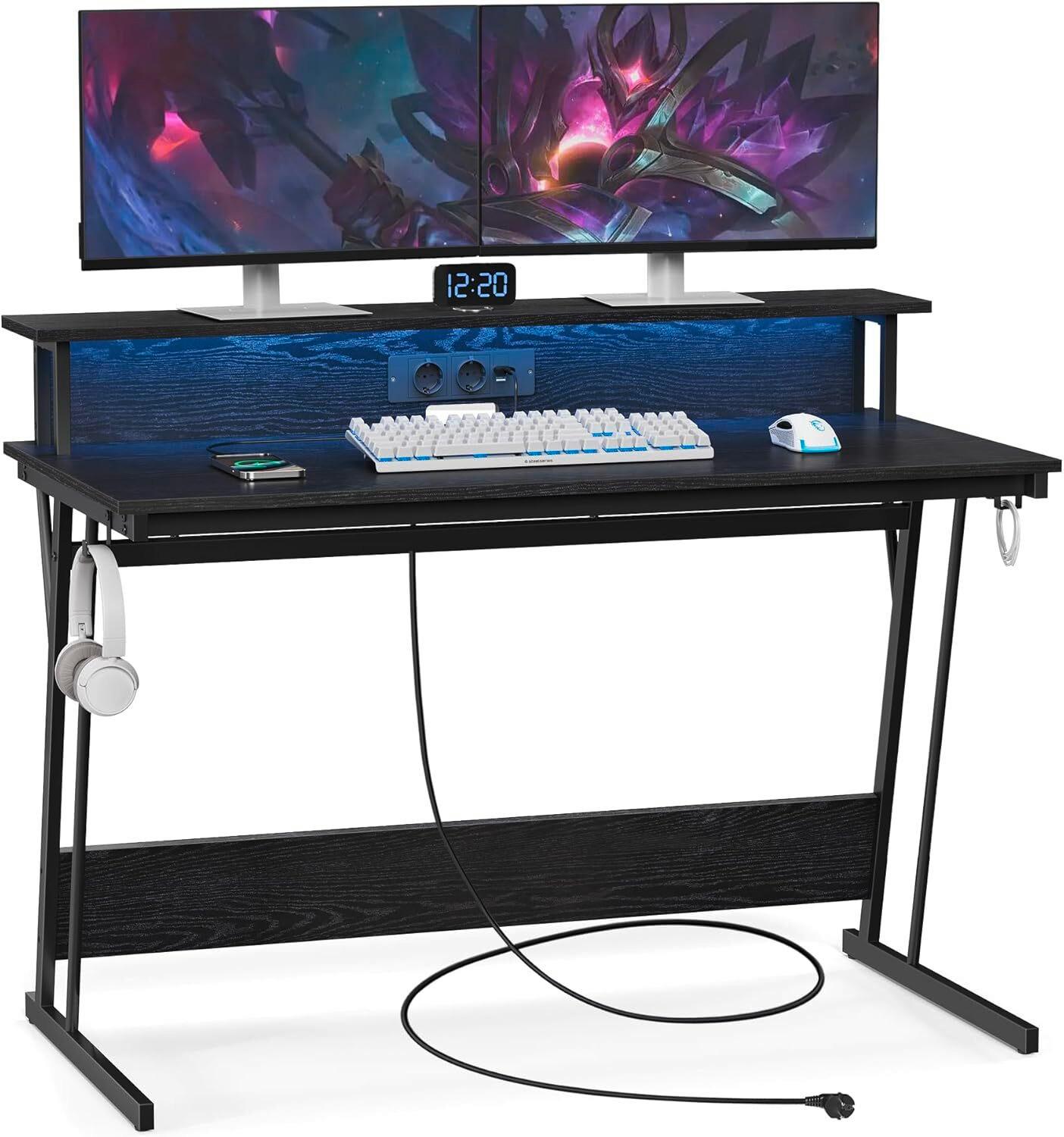 Computertisch Schwarz B: 120 Cm - Schwarz, Trend, Holzwerkstoff/Metall (120/91/60cm) - MID.YOU