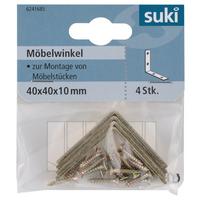 Sarokrögzítő Elem 40x40x10mm - aranyszínű, fém (4/1/4cm) - Suki