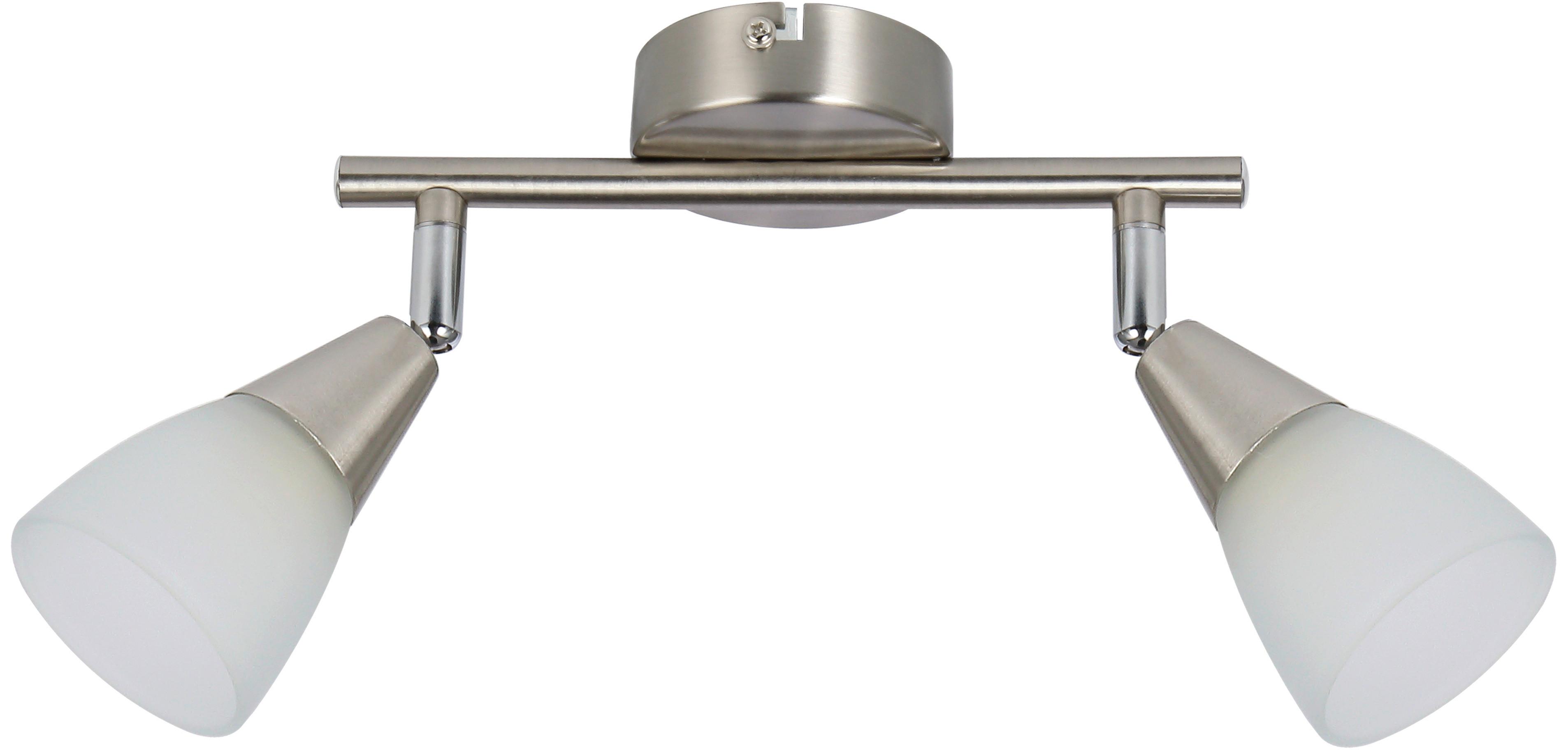 Strahler Walter 2-flammig Verstellbar L: 22 Cm - Weiß/Nickelfarben, KONVENTIONELL, Glas/Metall (22/8/18cm) - James Wood