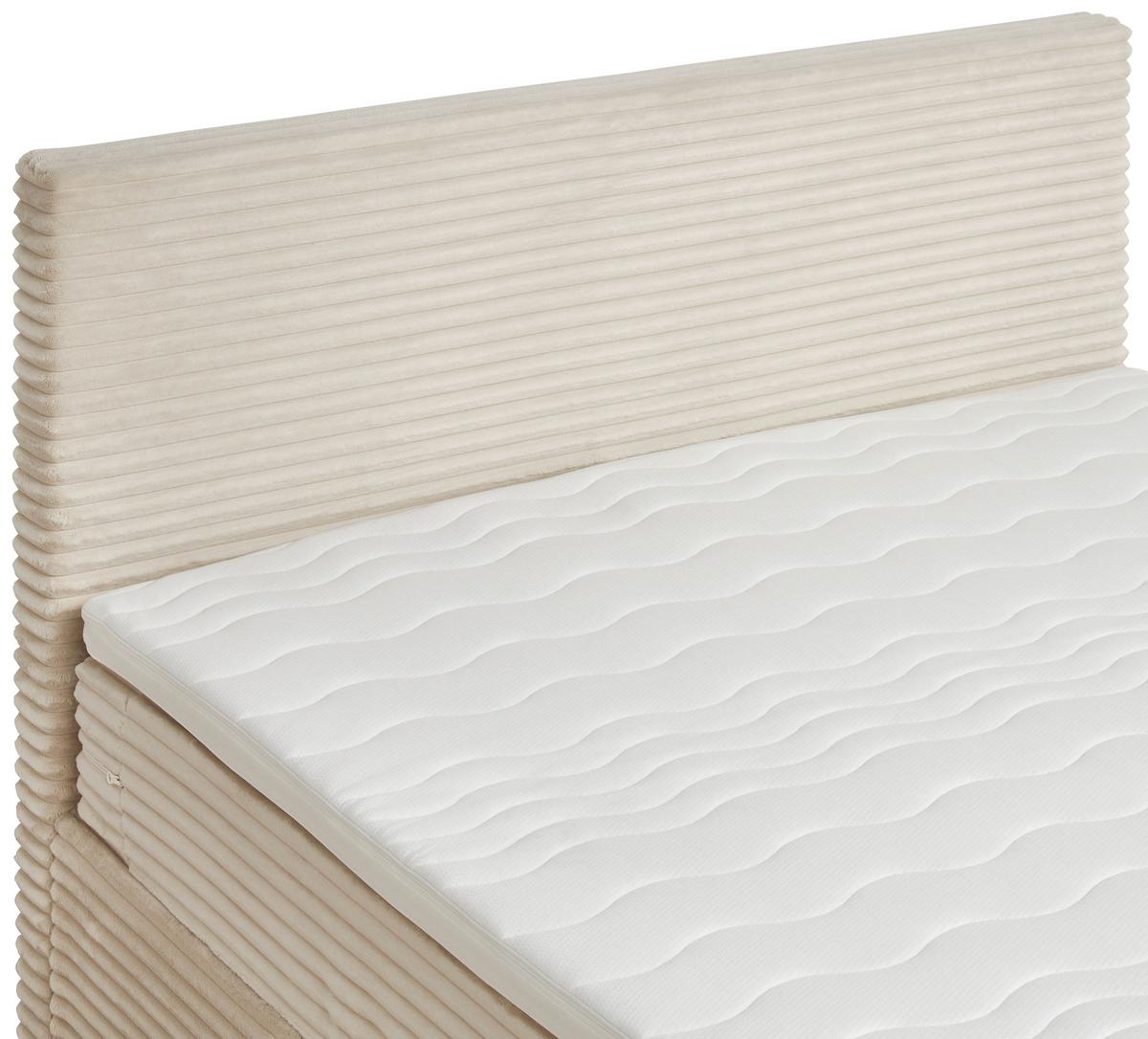 Boxbett Mit Topper 140x200 Cordoba - Creme/Schwarz, Basics, Holz/Textil (140/200cm) - Livetastic