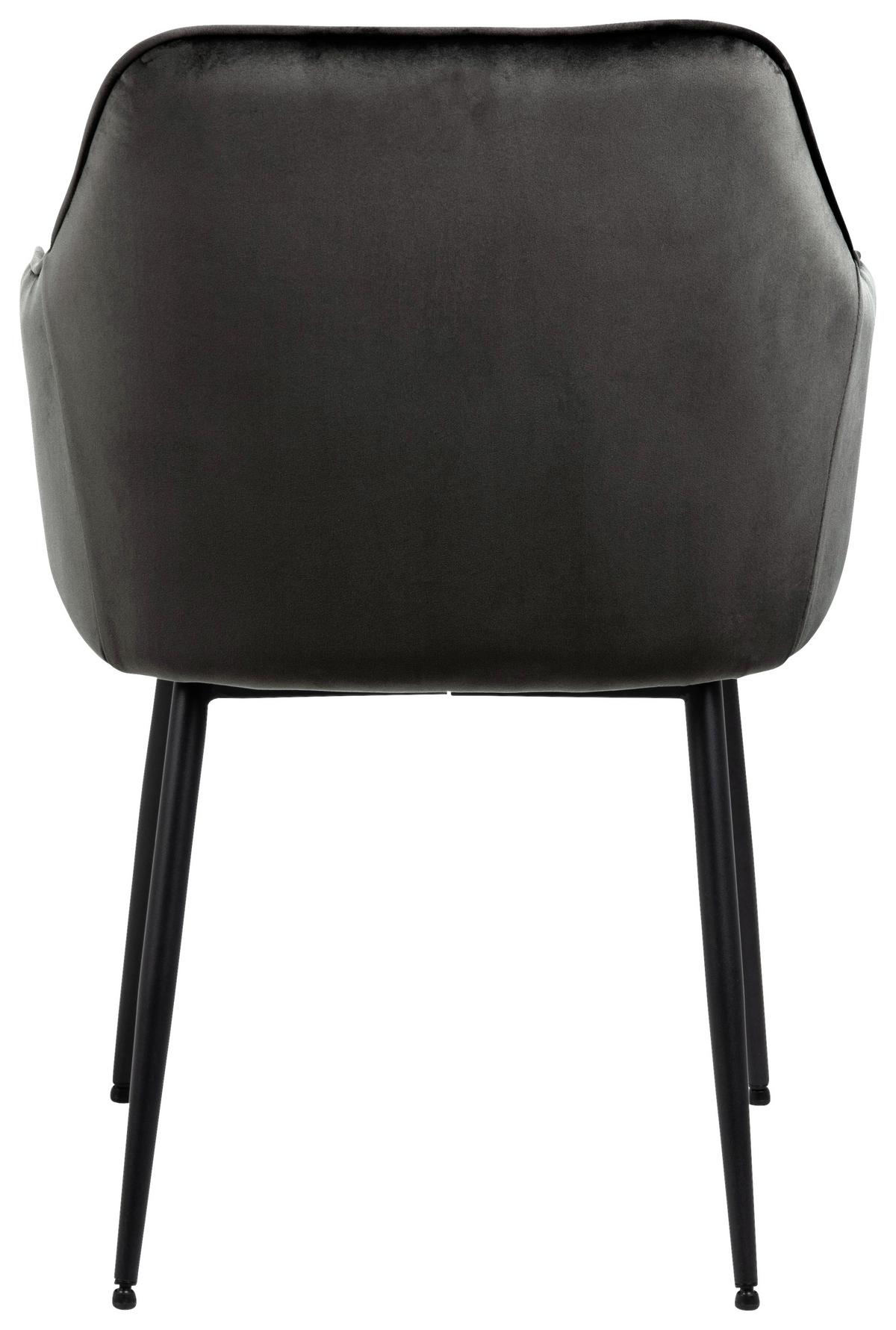 Armlehnstuhl Brooke Samtbezug Grau/braun Gepolstert - Schwarz/Braun, Trend, Textil/Metall (58/83/55cm) - Livetastic