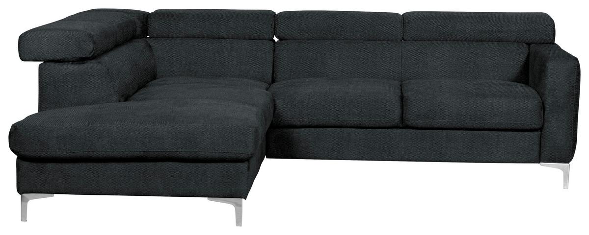 Ecksofa Sammy Schwarz - Chromfarben/Schwarz, Design, Textil (207/242cm) - Livetastic