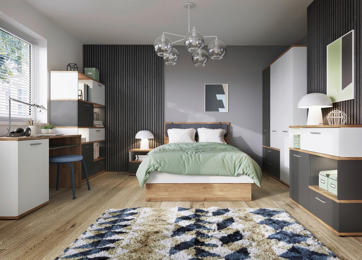 Komoda TWENTY dekor bílá/grafit/dub - bílá/barvy dubu, Moderní, kompozitní dřevo/plast (100/86/40cm) - Modern Living