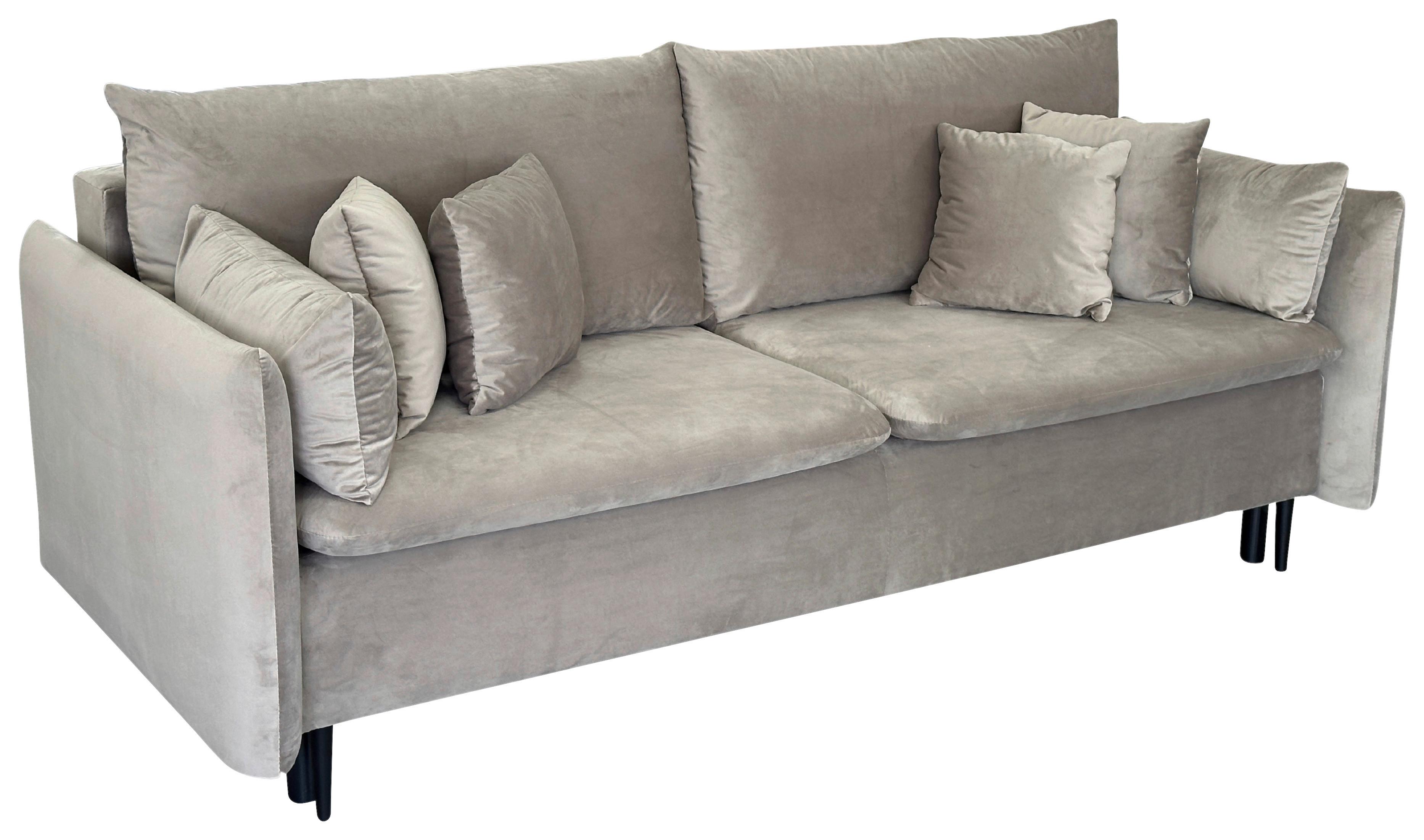3-sitzer-sofa Mit Schlaffunktion Orlando B:220cm - Taupe/Schwarz, Design, Textil (220/96/102cm) - MID.YOU
