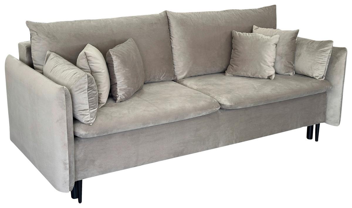 3-sitzer-sofa Mit Schlaffunktion Orlando B:220cm - Taupe/Schwarz, Design, Textil (220/96/102cm) - MID.YOU
