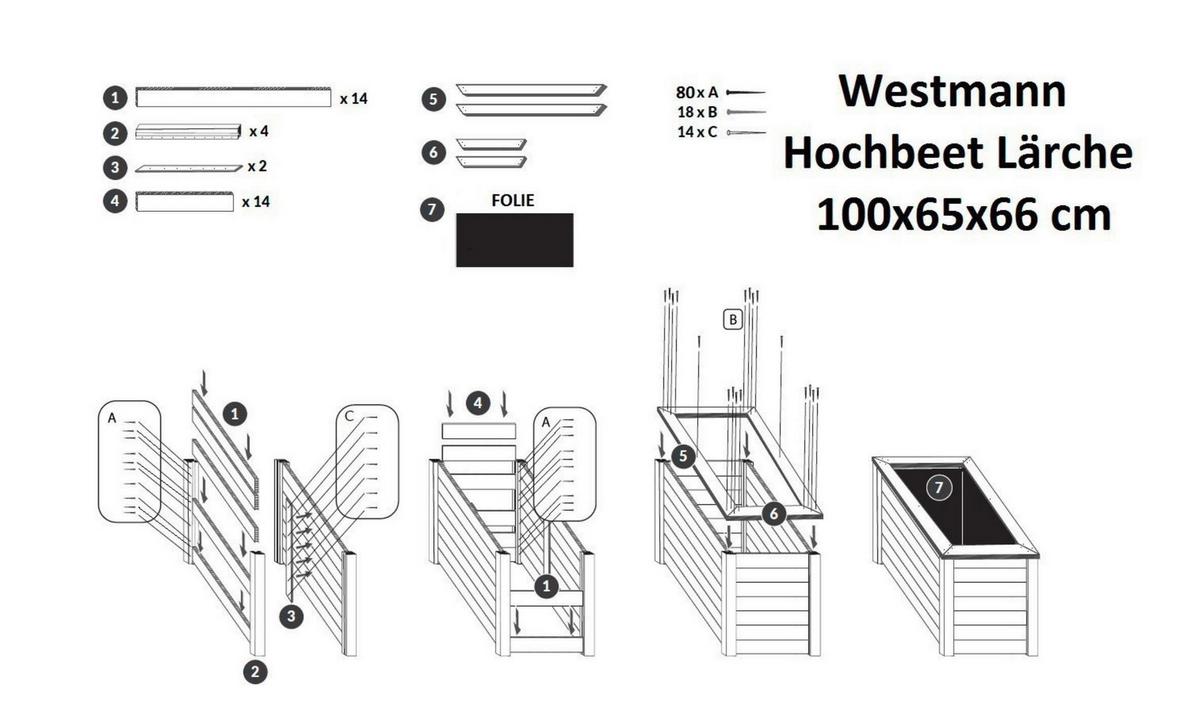 Hochbeet Hochbeet Lärche 100 - Lärchefarben, Basics, Holz (65/66/100cm)