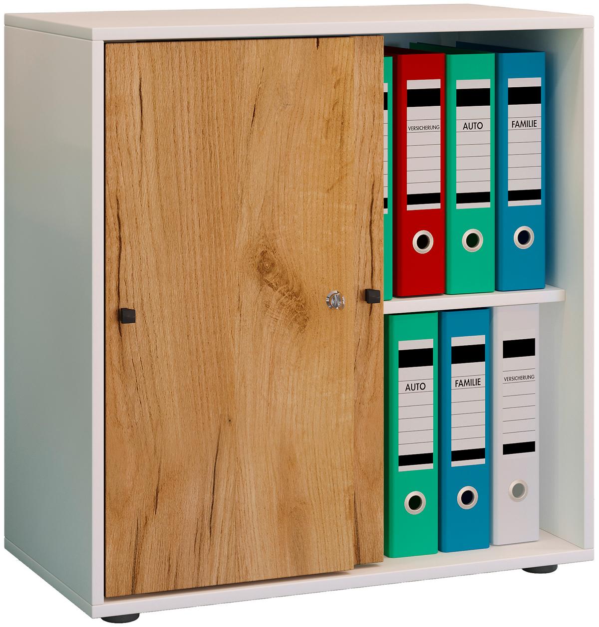 Regal Lona Weiß, Honigeiche Dekor B: 70cm - Honigeiche/Schwarz, Design, Holzwerkstoff (70/74/37cm) - MID.YOU