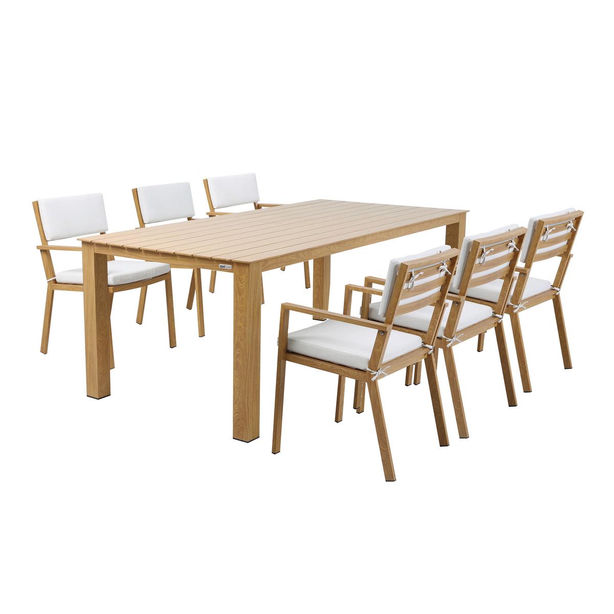 Gartenset Jada 7tlg - Eichefarben/Braun, MODERN, Metall (220/99,5/75cm) - Ambia Garden