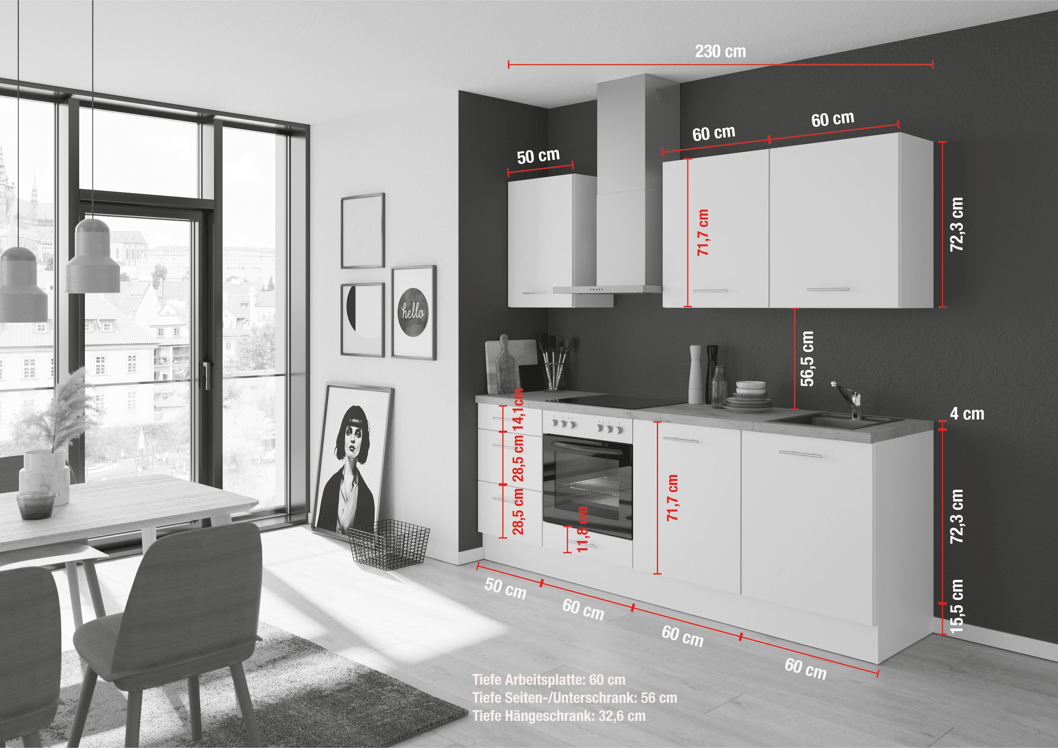 Küchenblock Ip1200 - Dunkelgrau/Eichefarben, Design, Holzwerkstoff (230cm) - Impuls