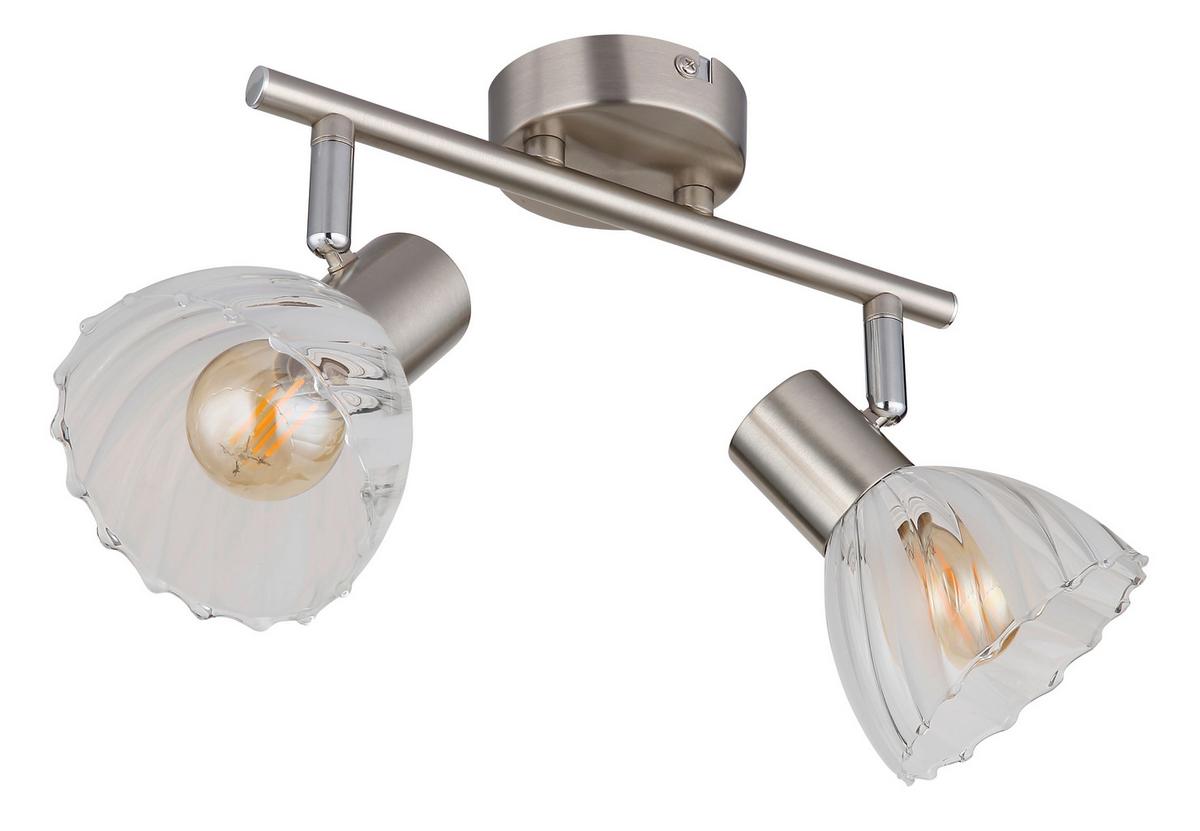 Strahler Zachery Nickelfarben L: 25 cm - Nickelfarben, KONVENTIONELL, Glas/Metall (25/13/19cm) - Globo