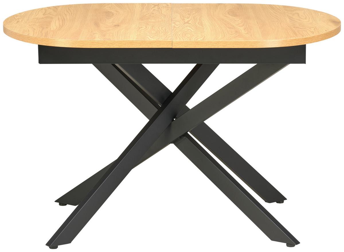 Ausziehtisch Paulo 120 Az 120-160x75x90 cm Eichefarben - Eichefarben/Schwarz, KONVENTIONELL, Holzwerkstoff/Metall (120-160/75/90cm) - MID.YOU