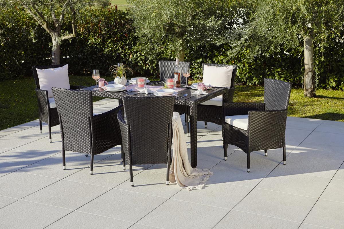 Kerti Bútorszett Mailand - fekete/krém, Modern, műanyag/textil (150/75/90cm) - Beldano